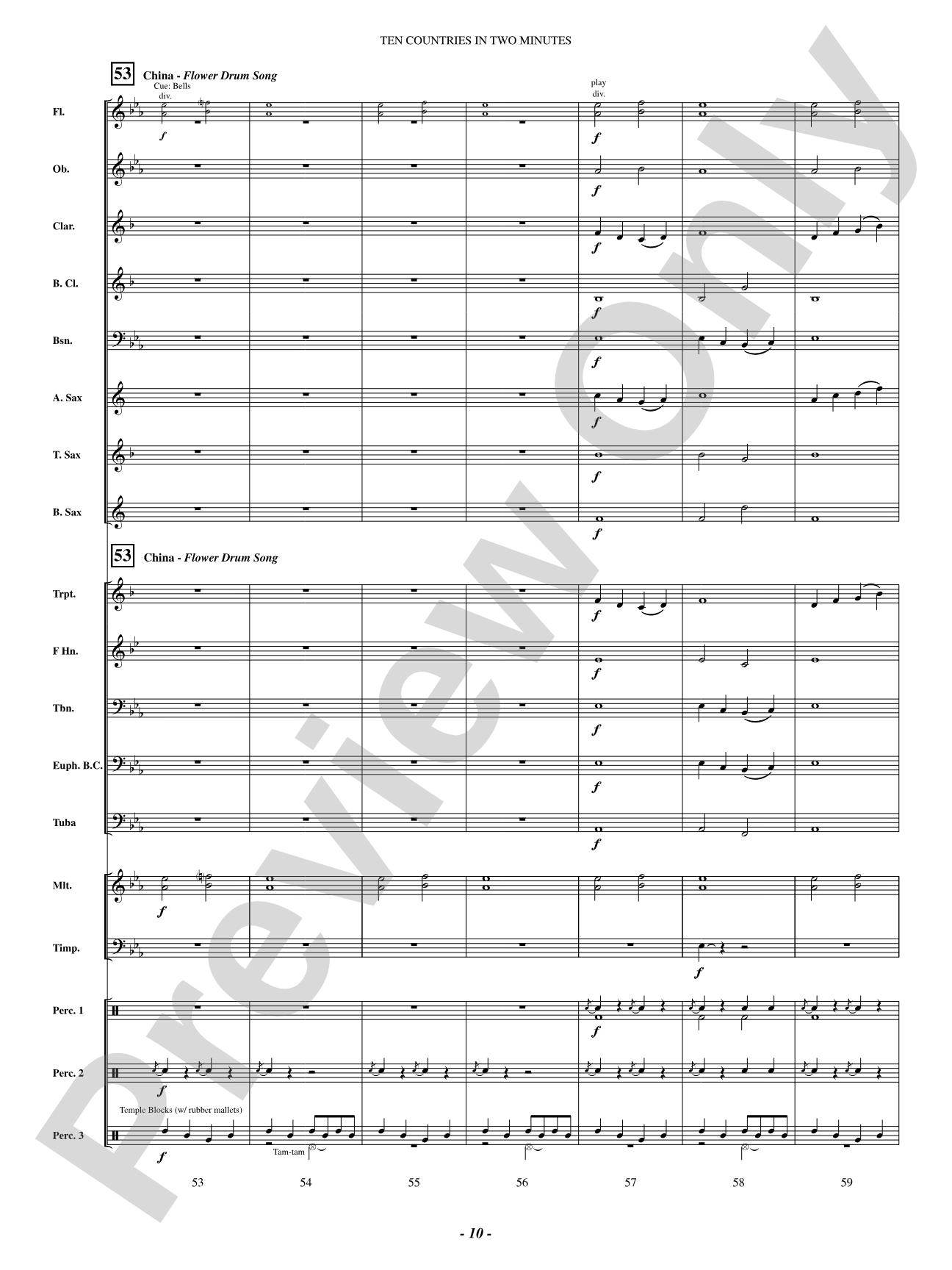 Ten Countries in Two Minutes: Concert Band Conductor Score & Parts