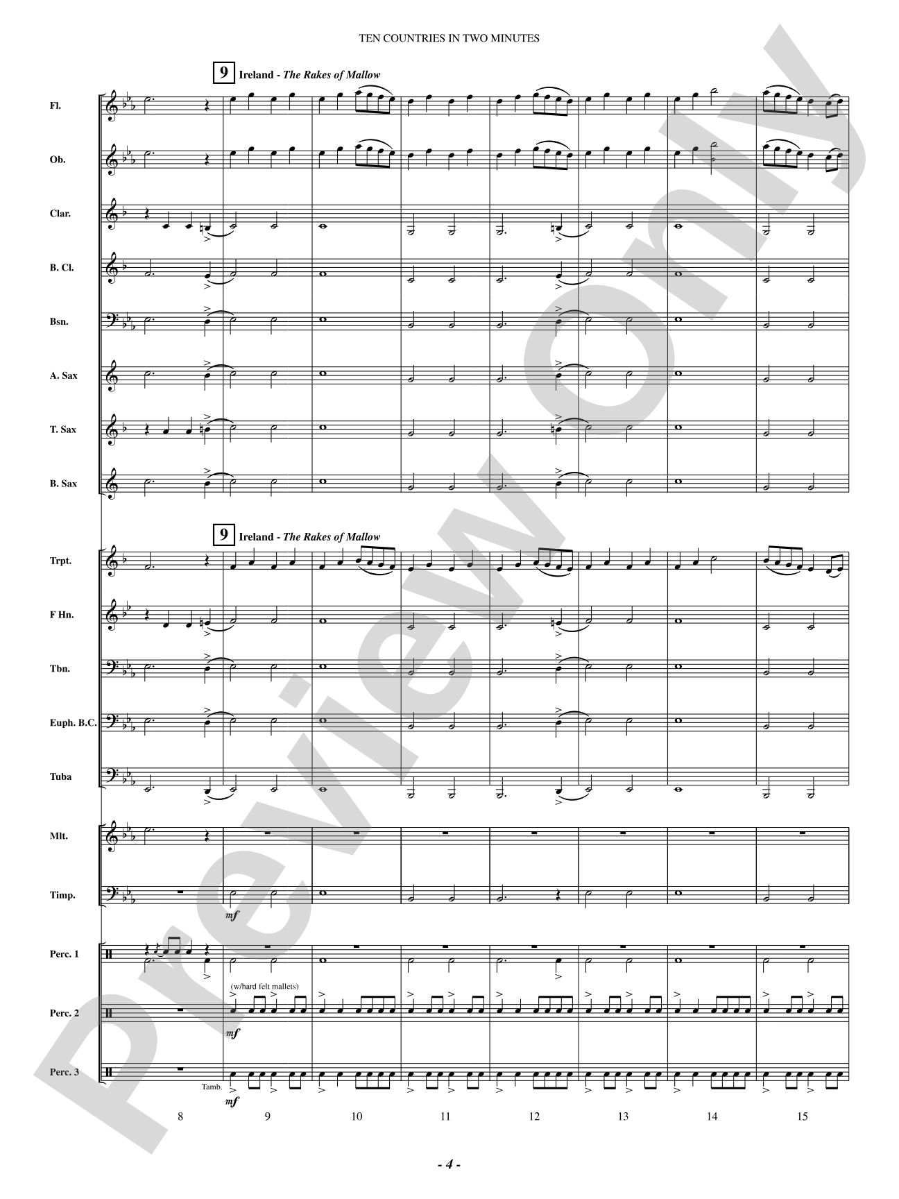 Ten Countries in Two Minutes: Concert Band Conductor Score & Parts