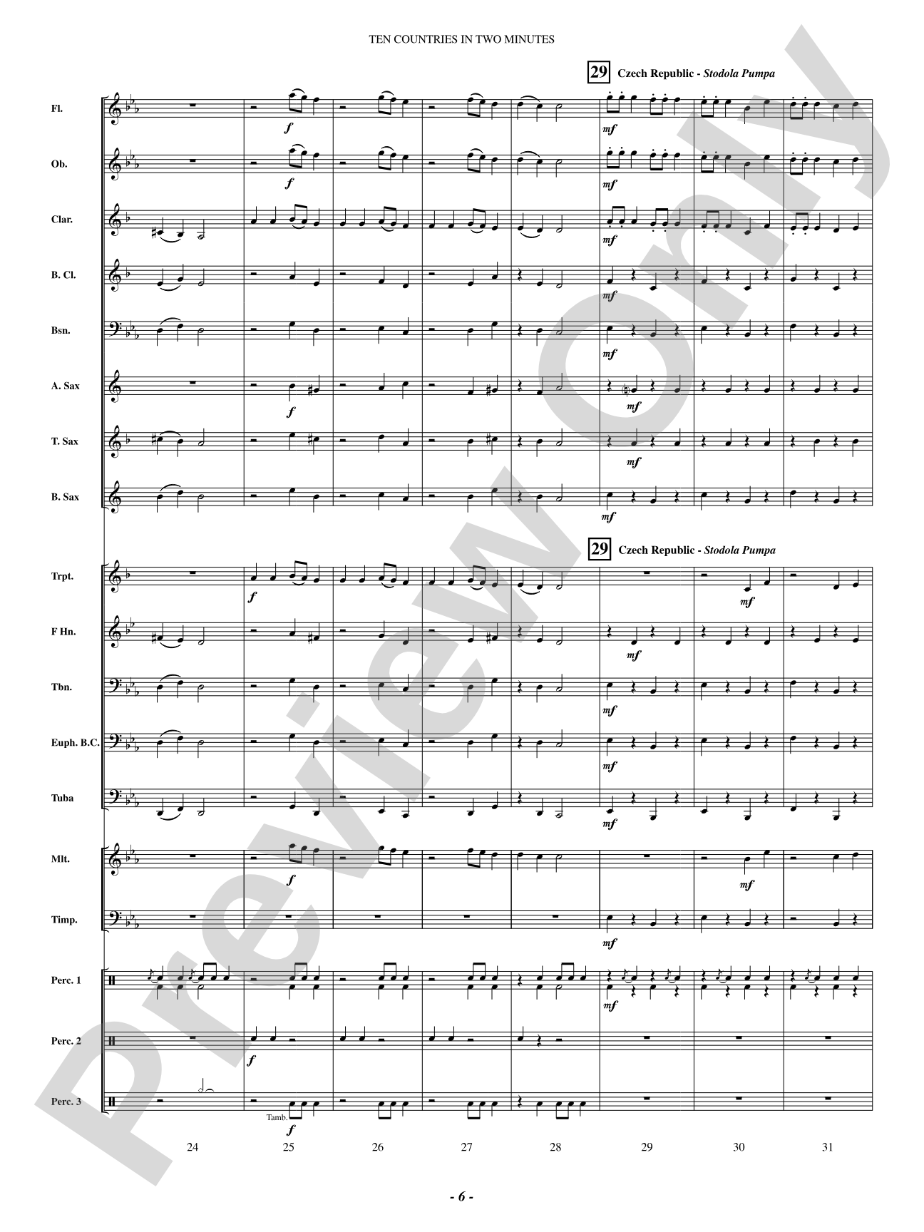 Ten Countries in Two Minutes: Concert Band Conductor Score & Parts
