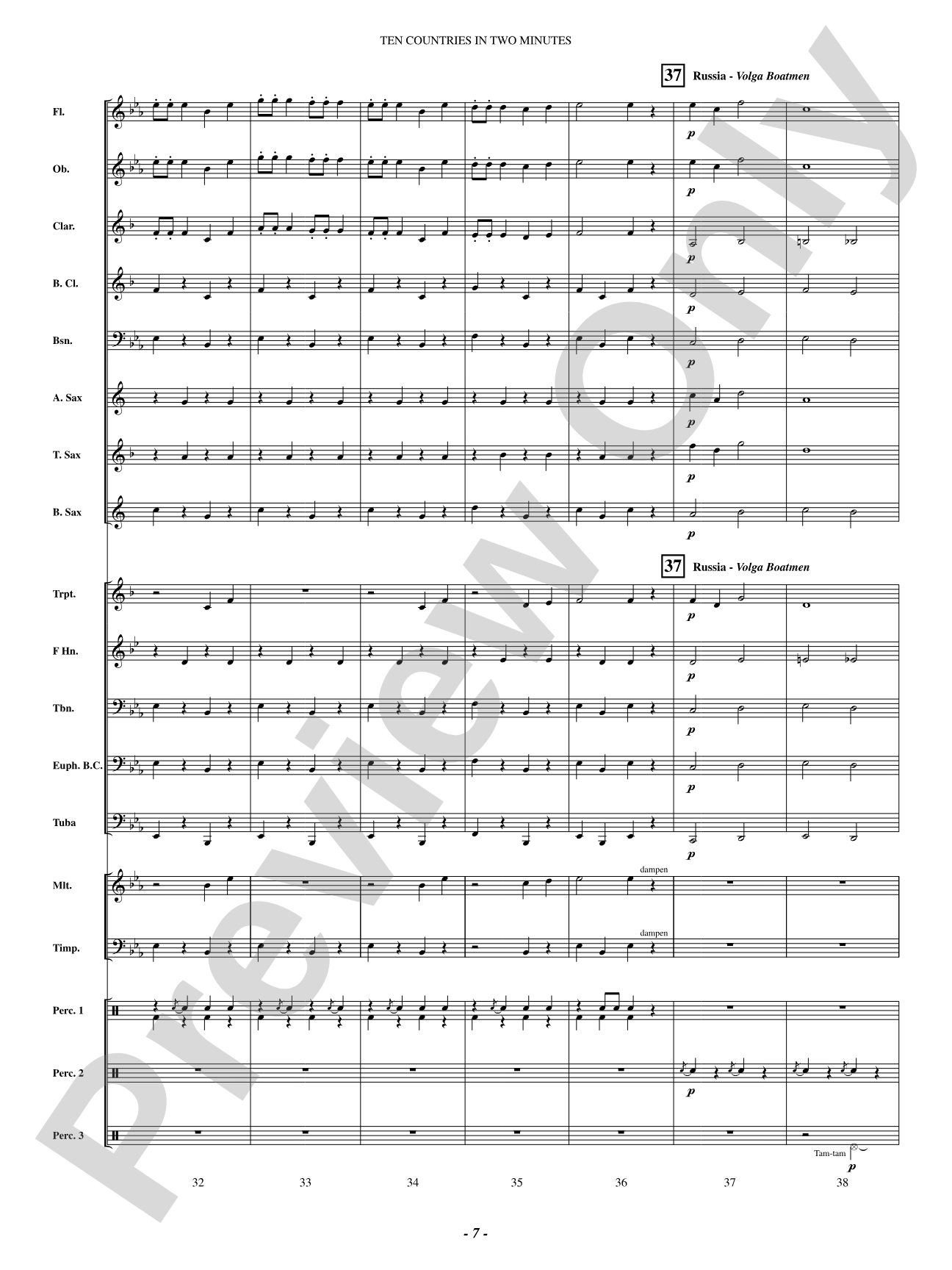 Ten Countries in Two Minutes: Concert Band Conductor Score & Parts