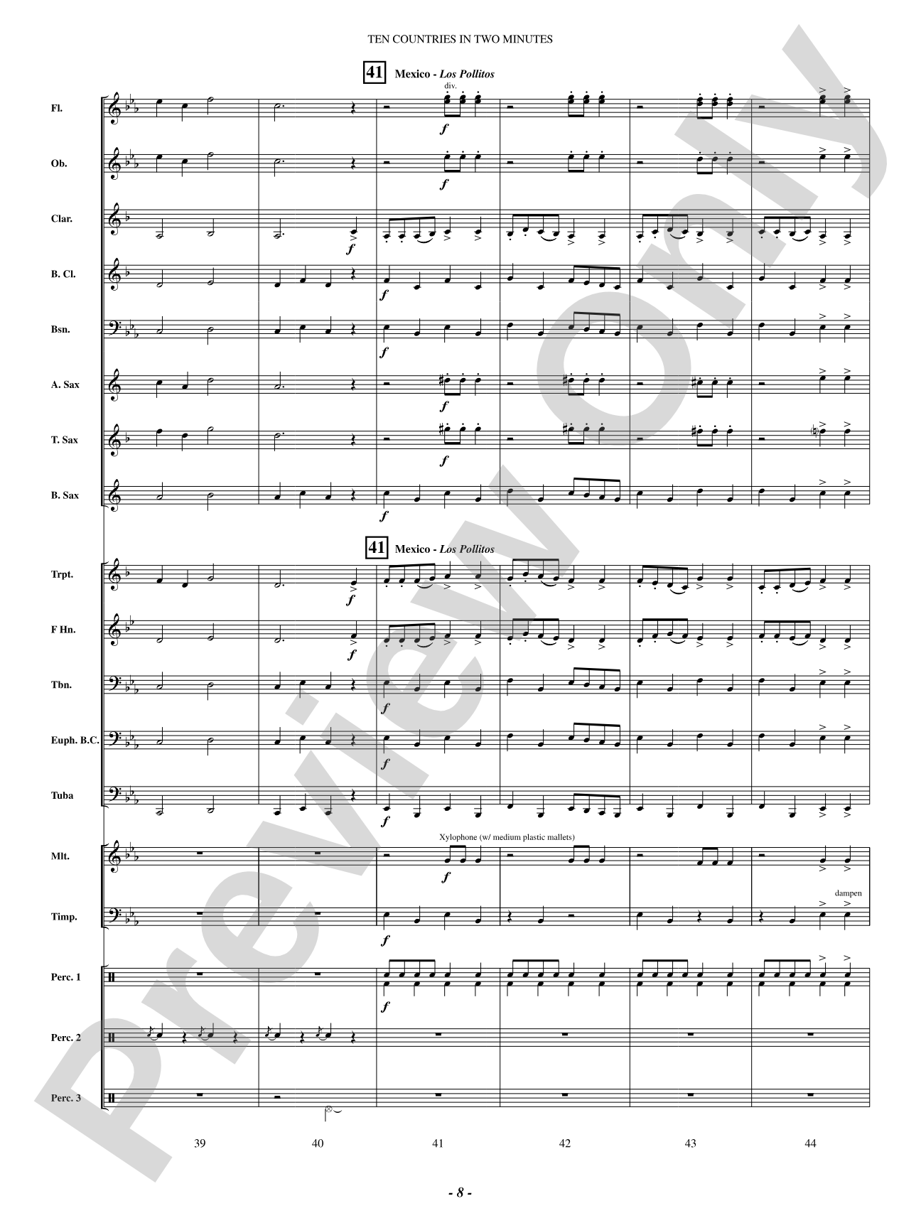 Ten Countries in Two Minutes: Concert Band Conductor Score & Parts