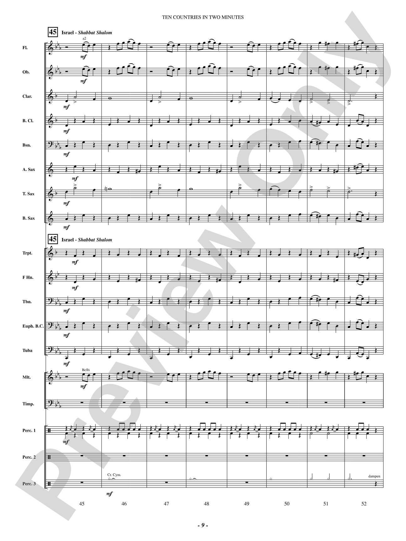 Ten Countries in Two Minutes: Concert Band Conductor Score & Parts