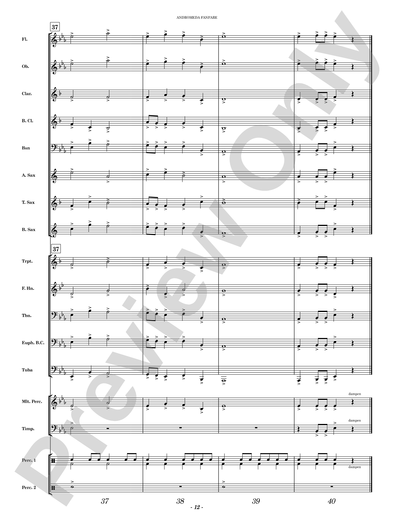 Andromeda Fanfare: Concert Band Conductor Score & Parts