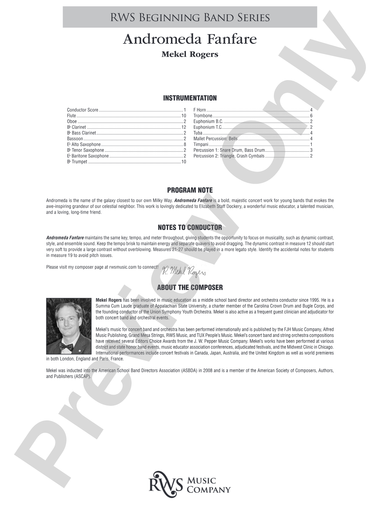 Andromeda Fanfare: Concert Band Conductor Score & Parts