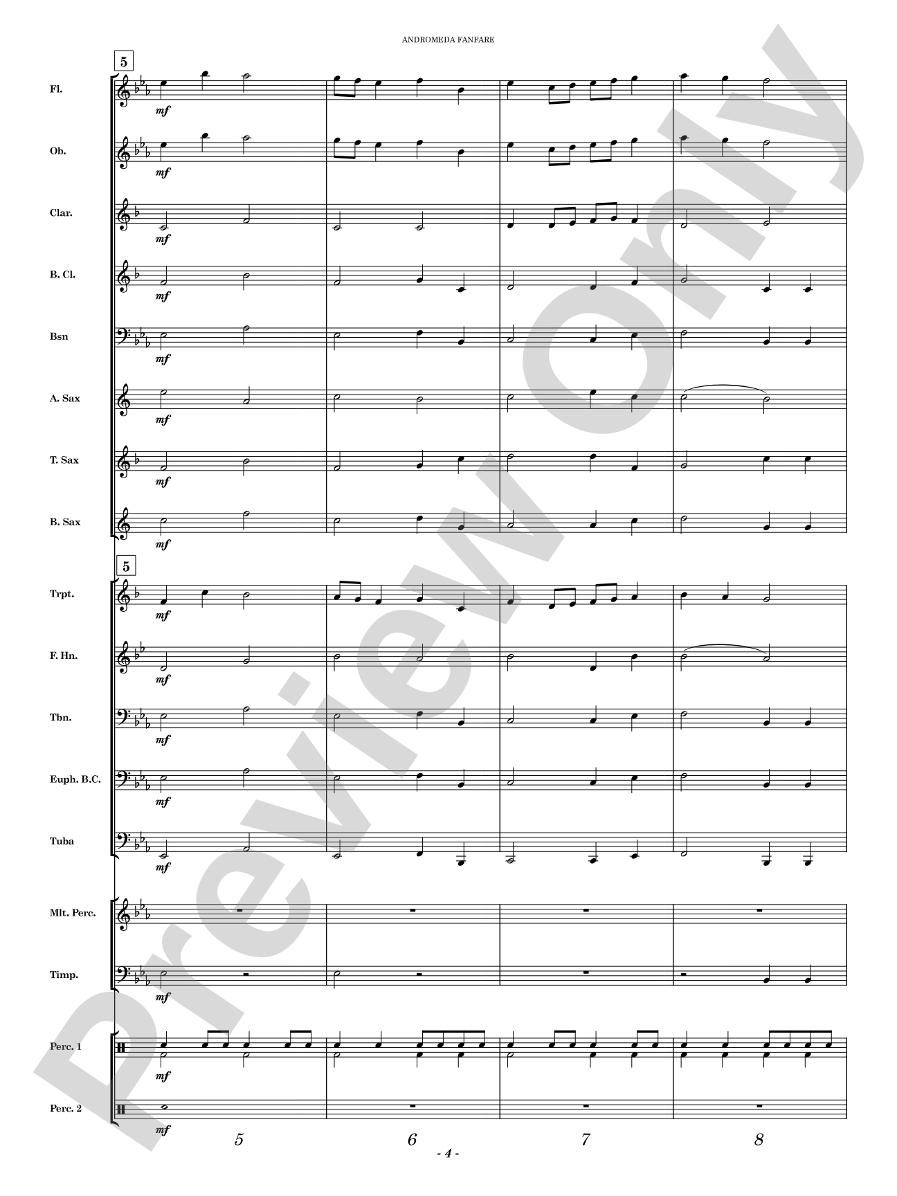 Andromeda Fanfare: Concert Band Conductor Score & Parts