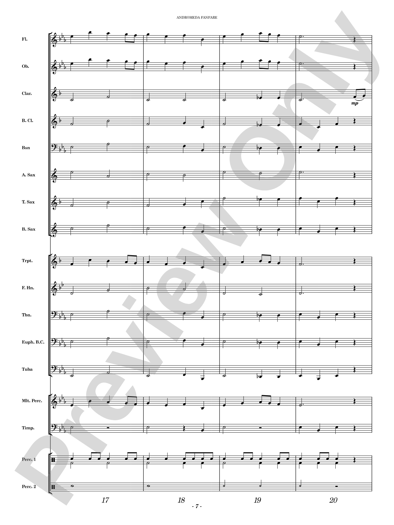 Andromeda Fanfare: Concert Band Conductor Score & Parts