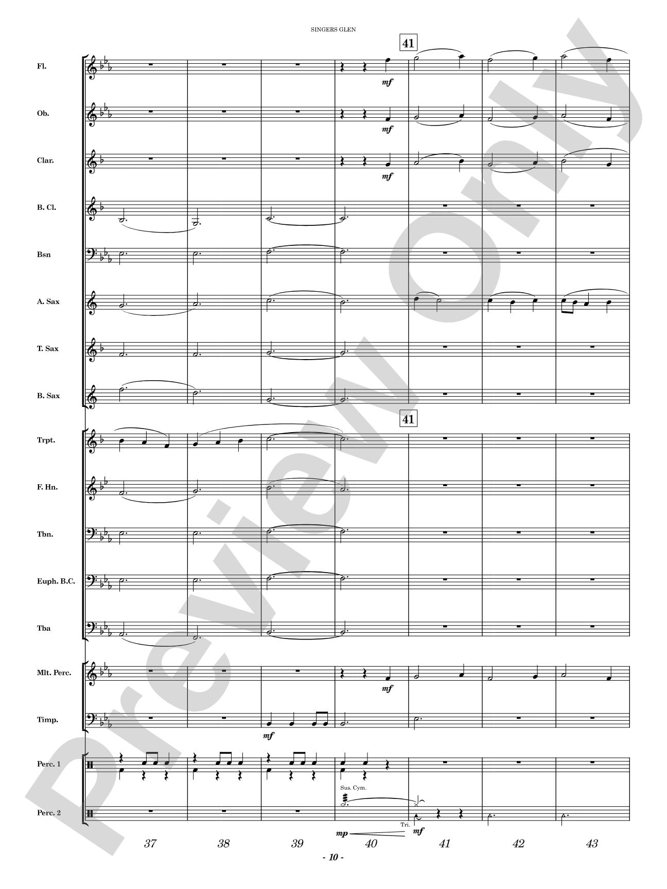 Singers Glen: Concert Band Conductor Score & Parts