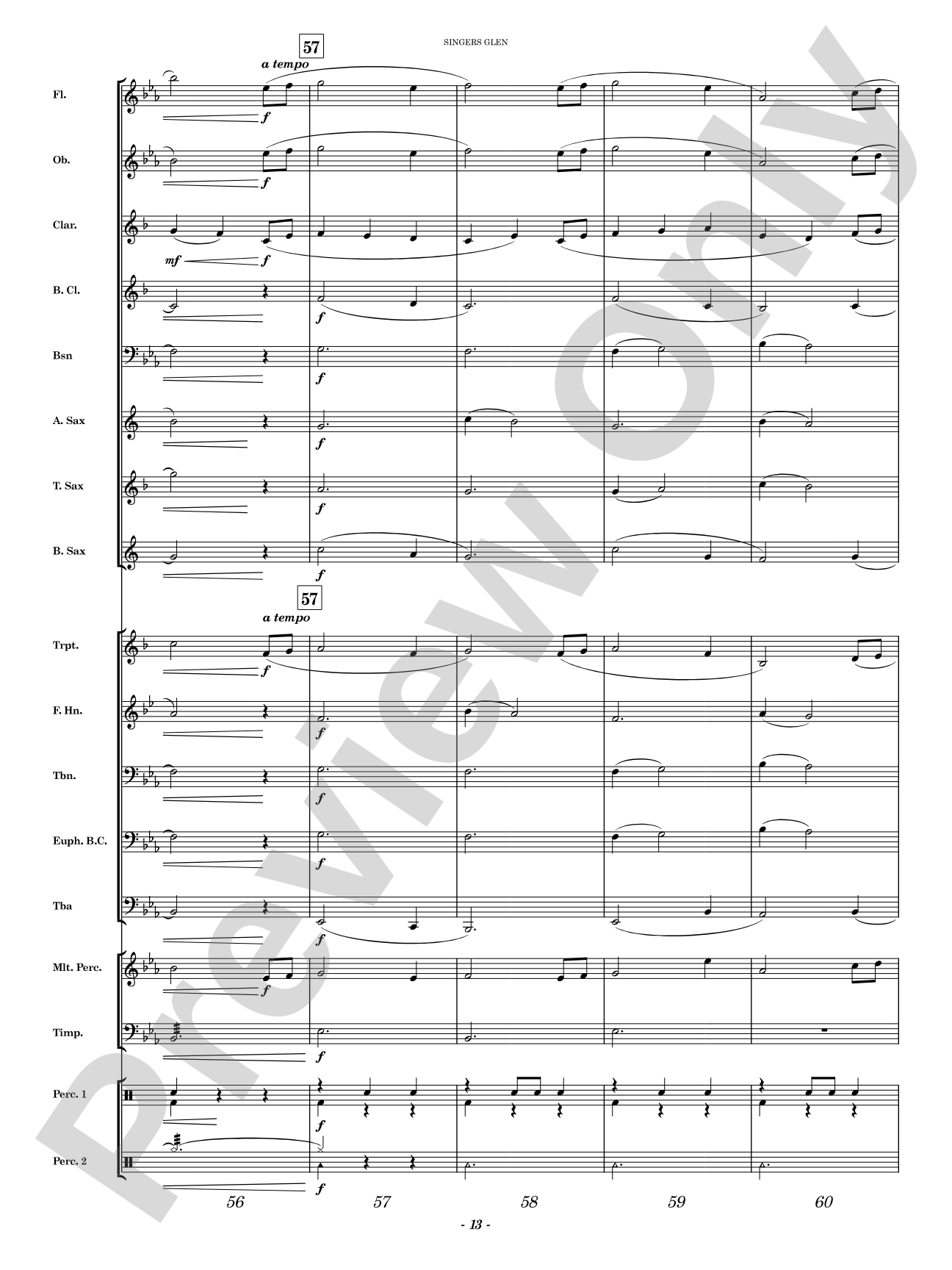 Singers Glen: Concert Band Conductor Score & Parts