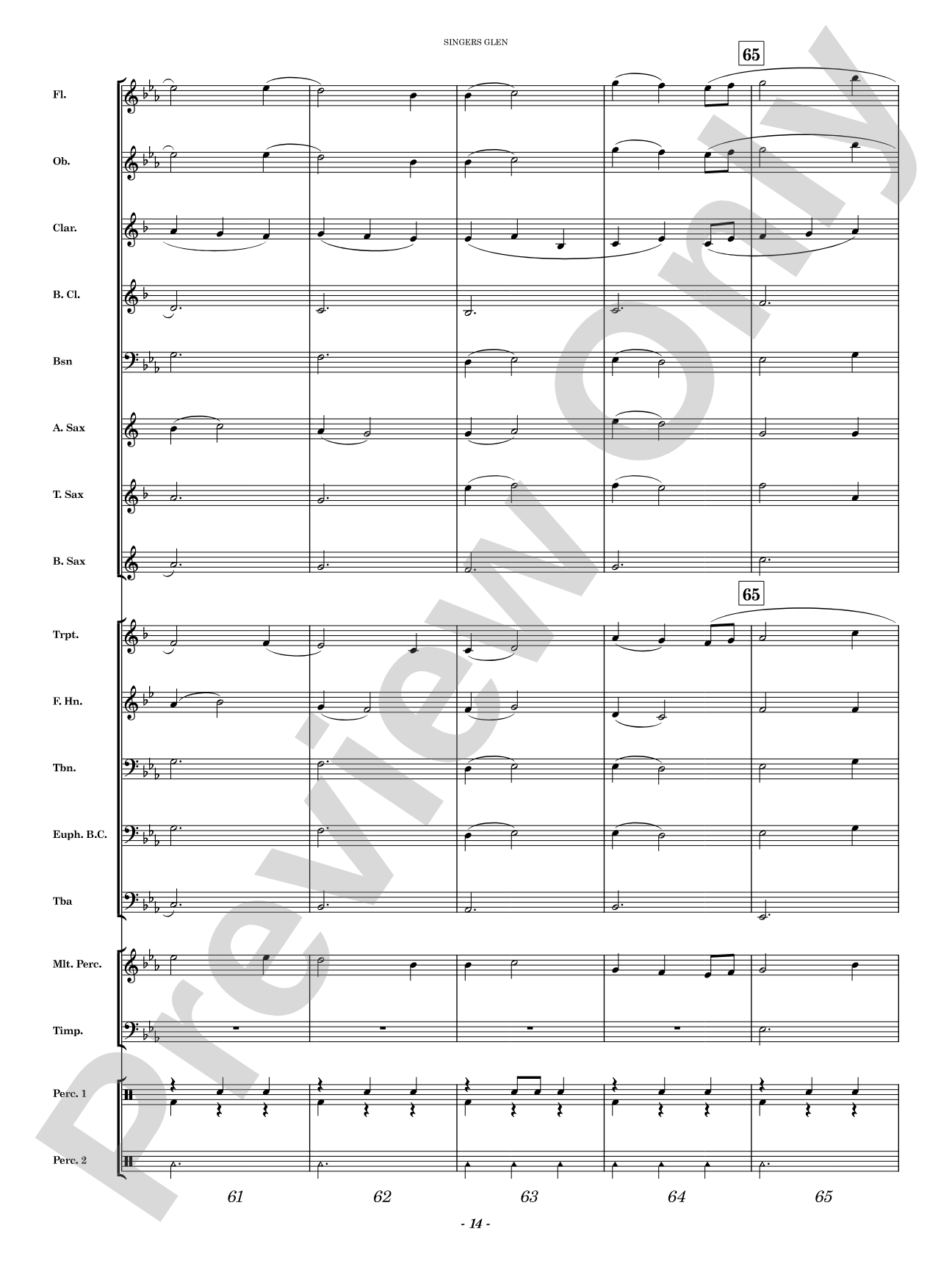 Singers Glen: Concert Band Conductor Score & Parts