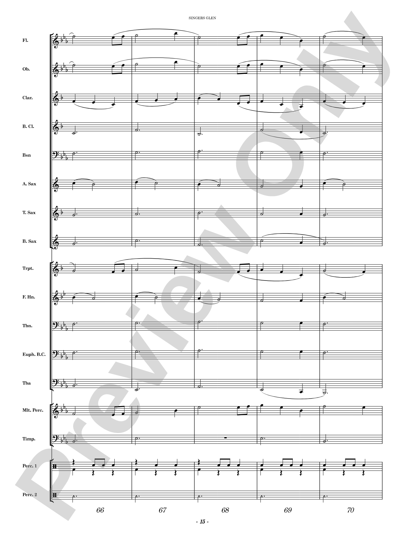 Singers Glen: Concert Band Conductor Score & Parts