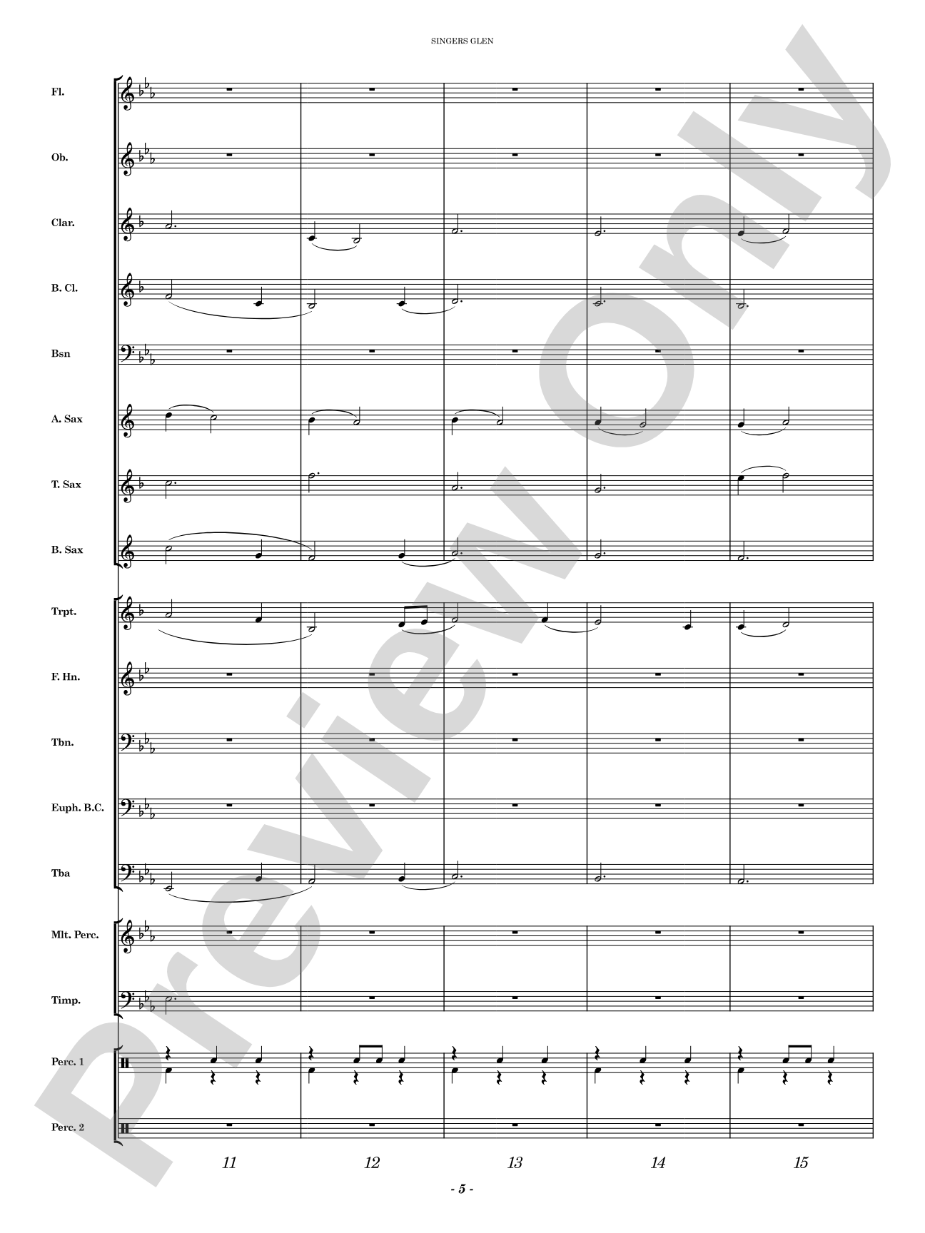 Singers Glen: Concert Band Conductor Score & Parts