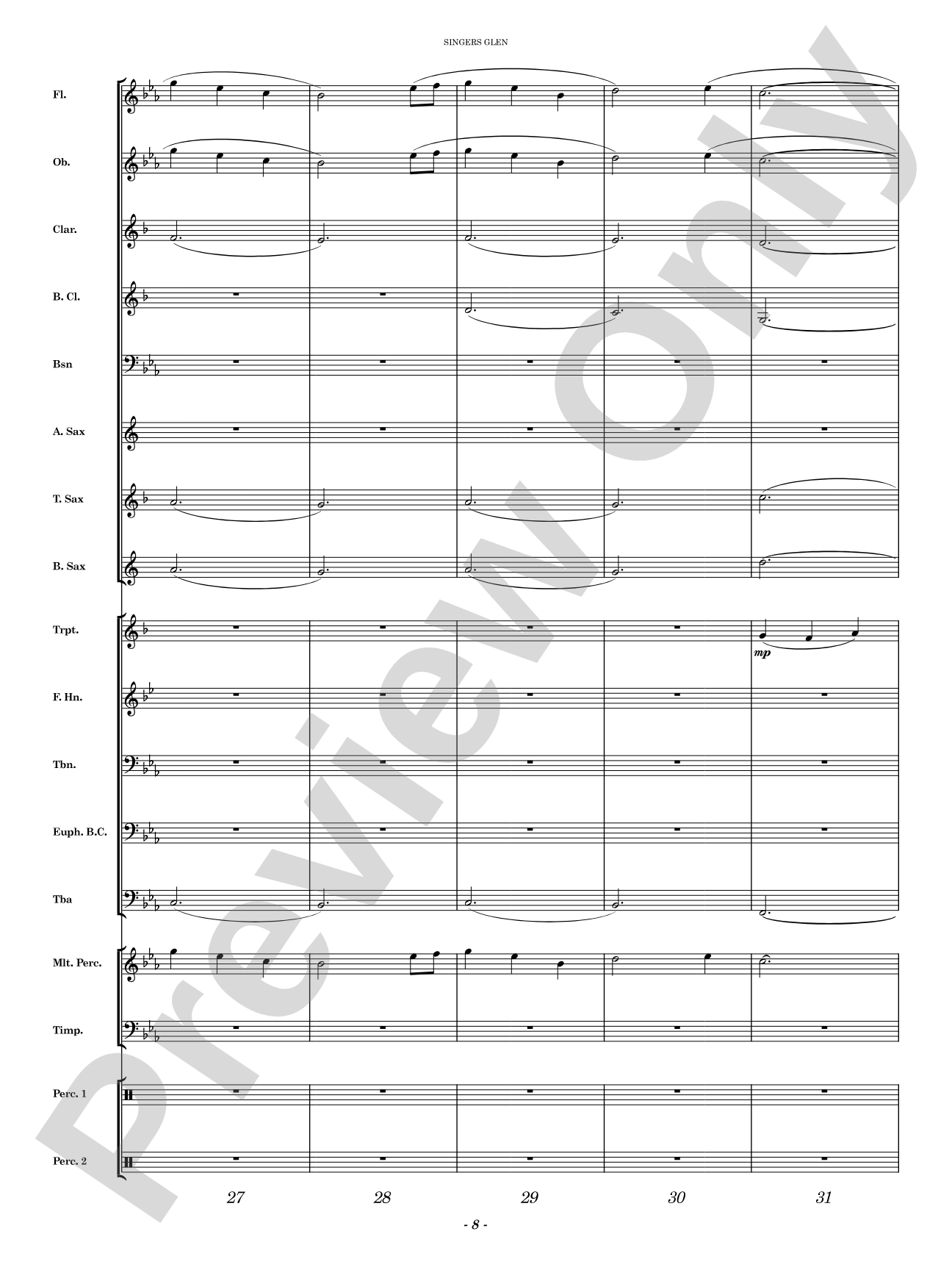 Singers Glen: Concert Band Conductor Score & Parts
