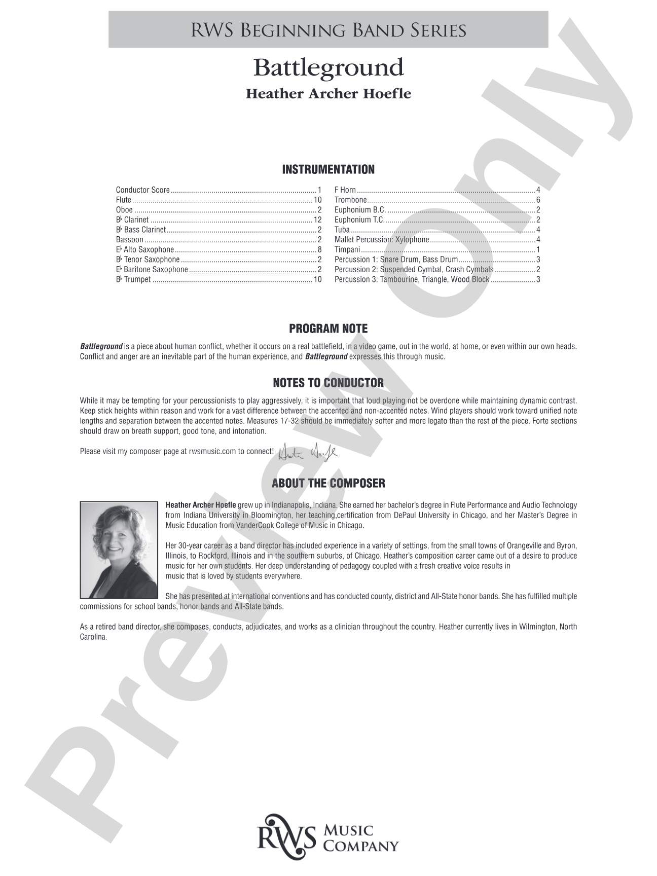 Battleground: Concert Band Conductor Score & Parts