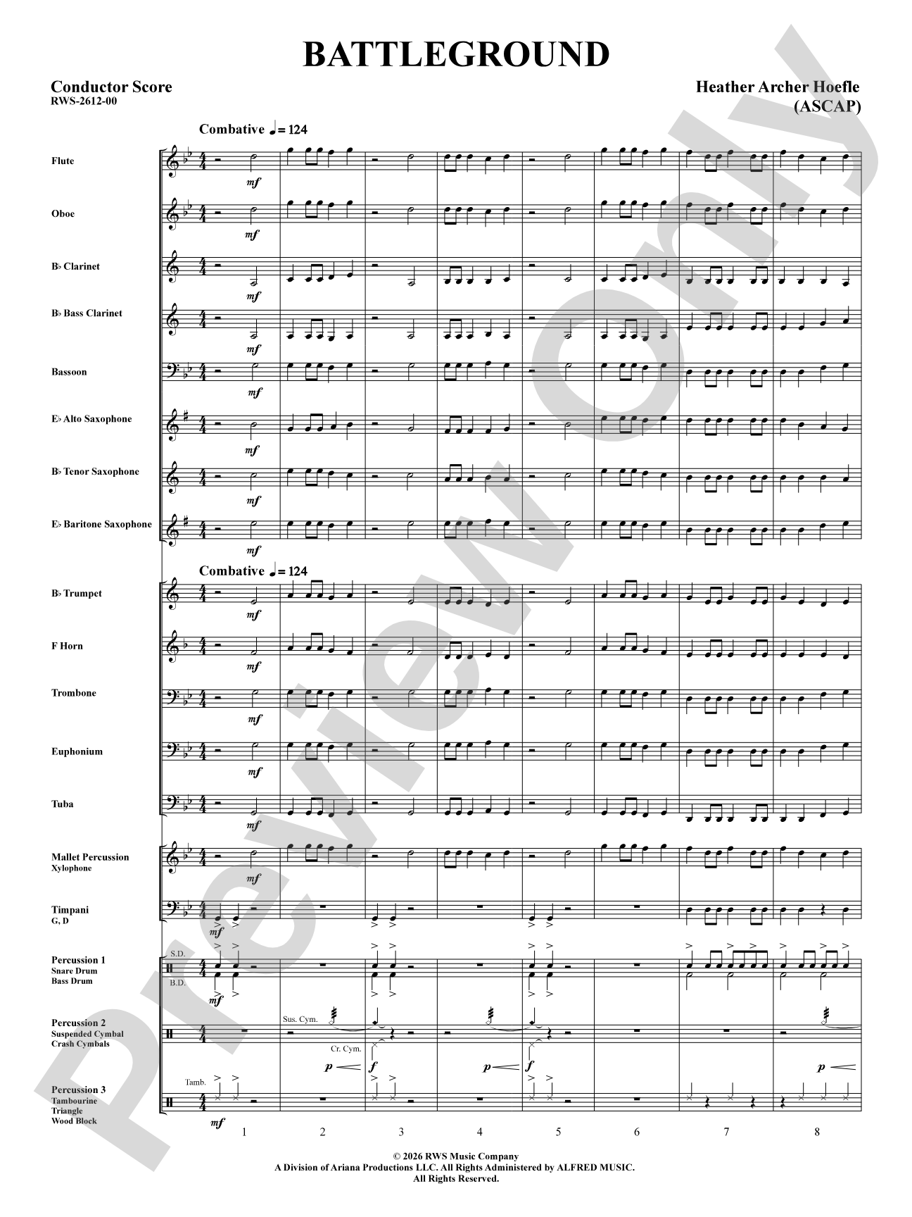 Battleground: Concert Band Conductor Score & Parts