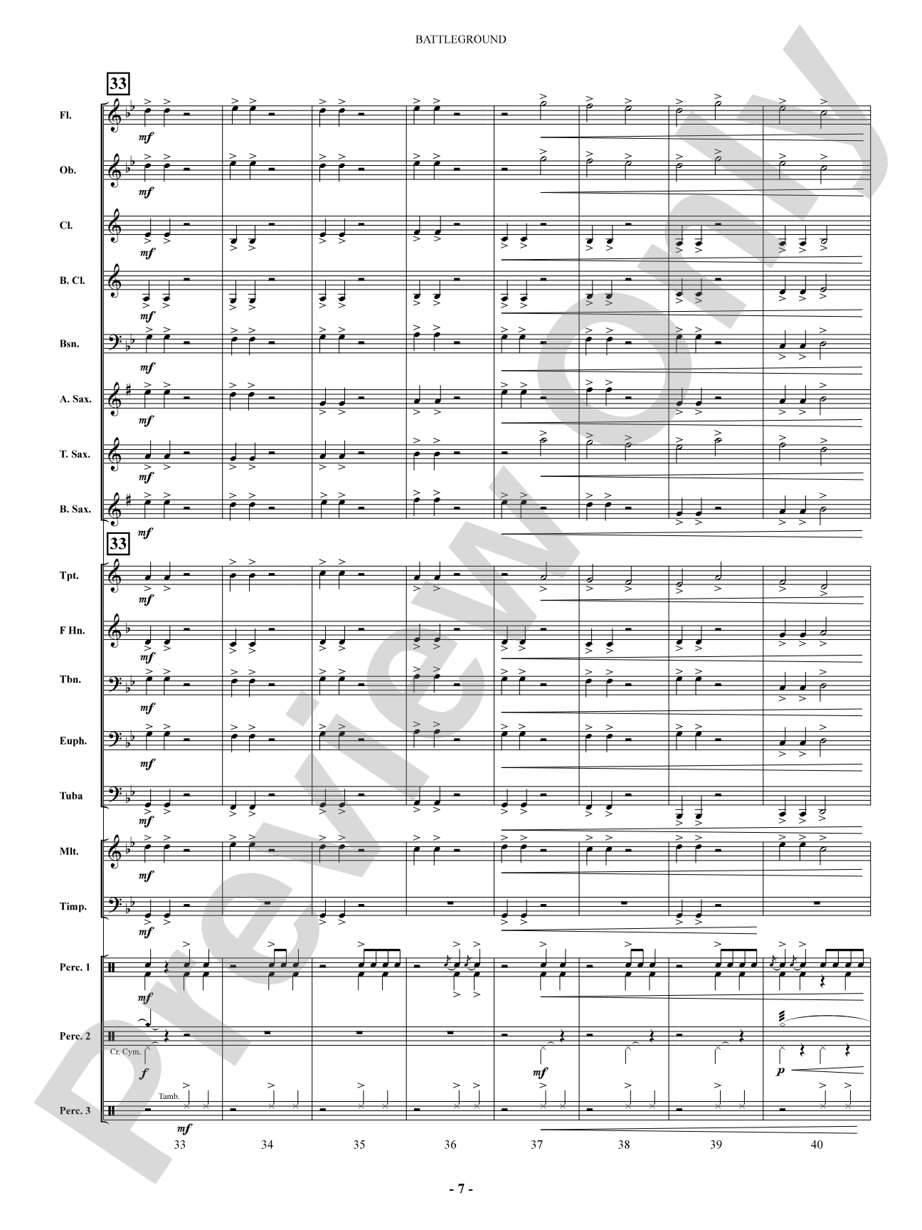 Battleground: Concert Band Conductor Score & Parts
