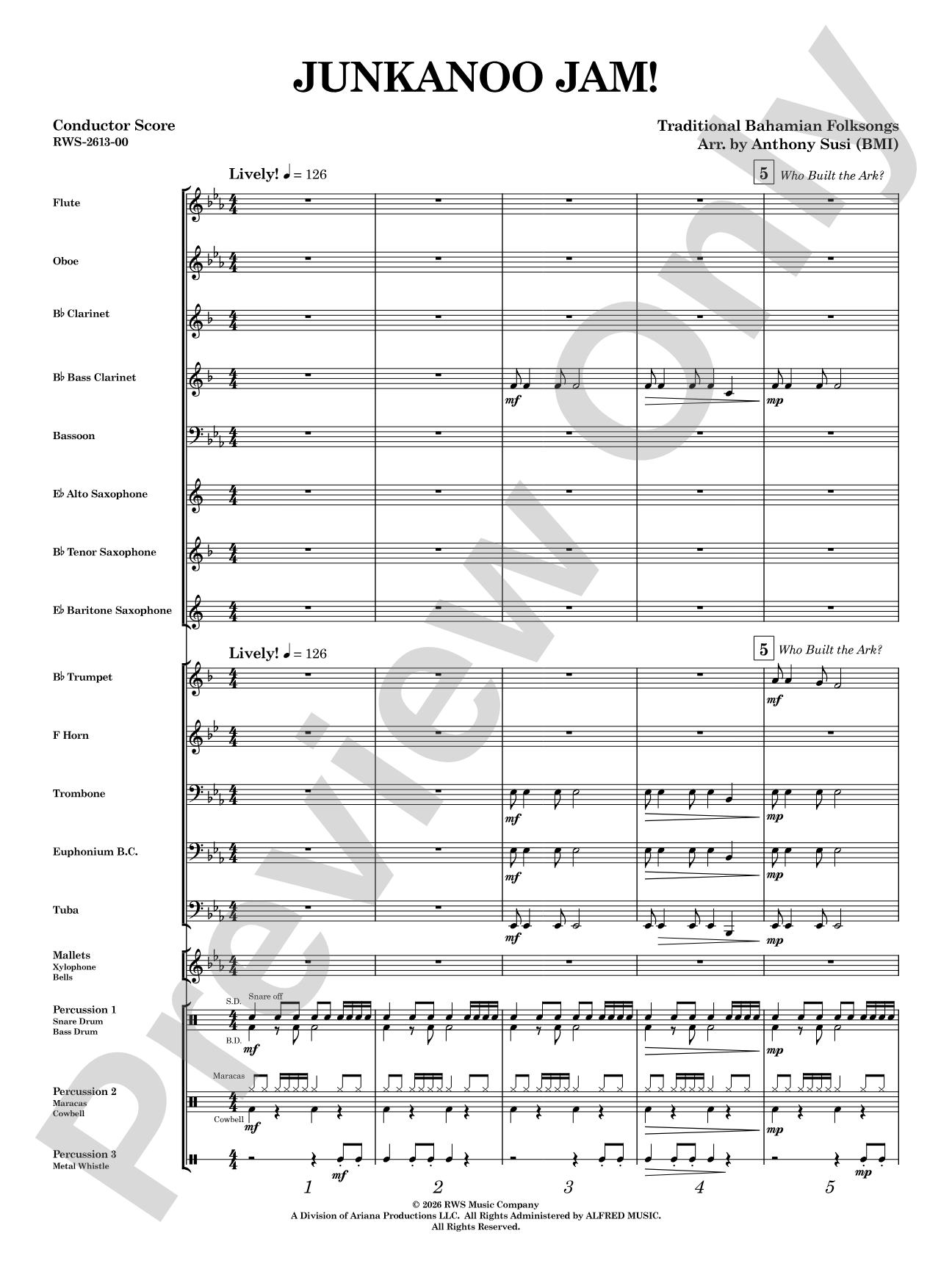 Junkanoo Jam: Concert Band Conductor Score & Parts