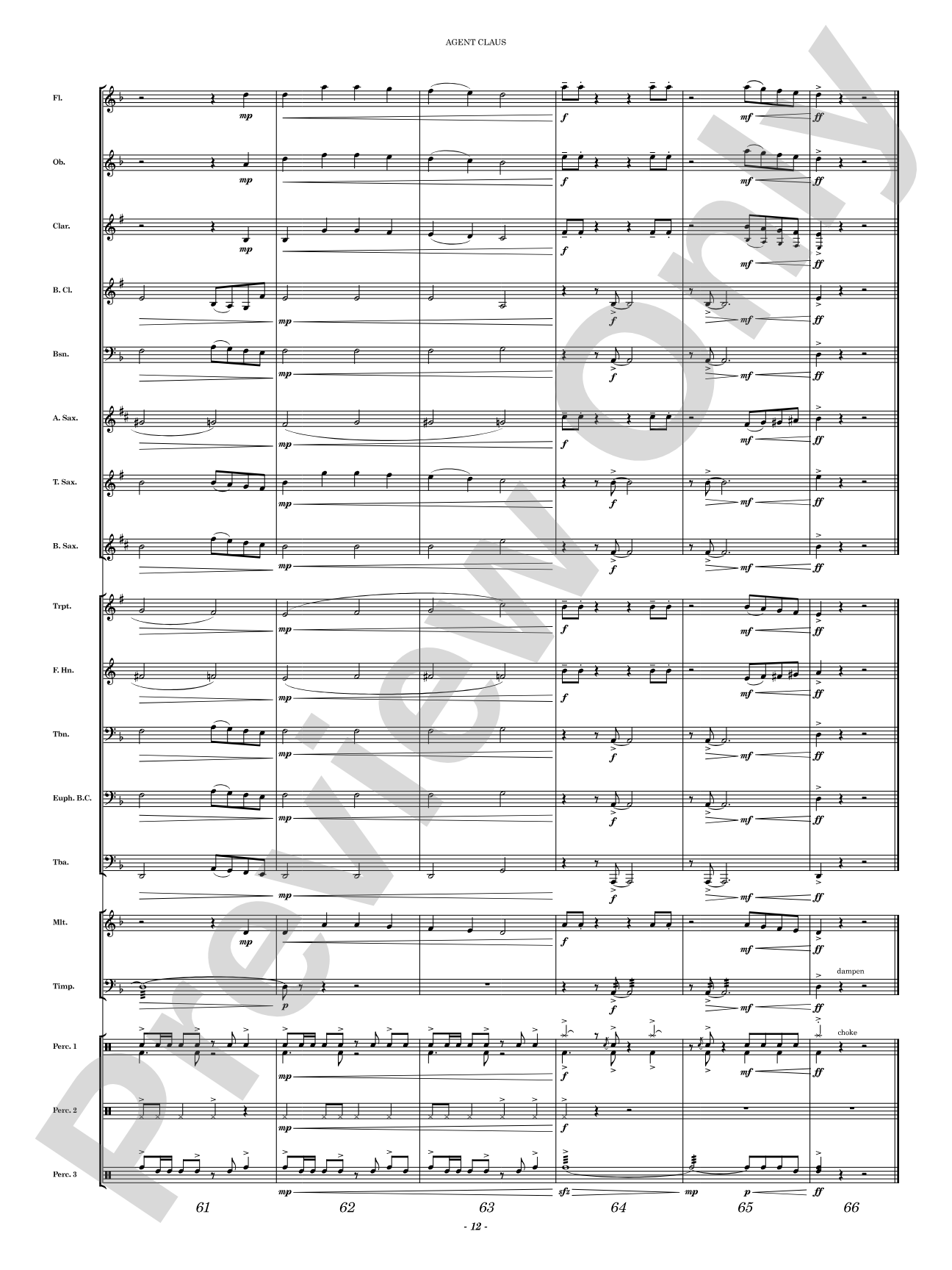 Agent Claus: Concert Band Conductor Score & Parts
