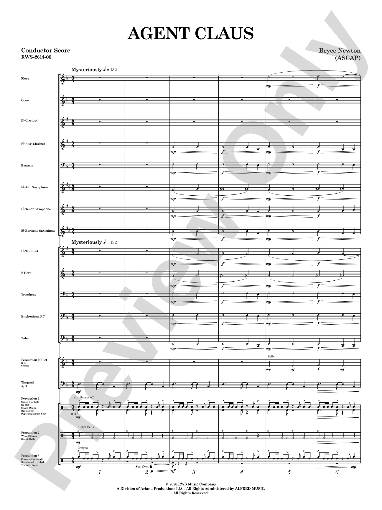 Agent Claus: Concert Band Conductor Score & Parts