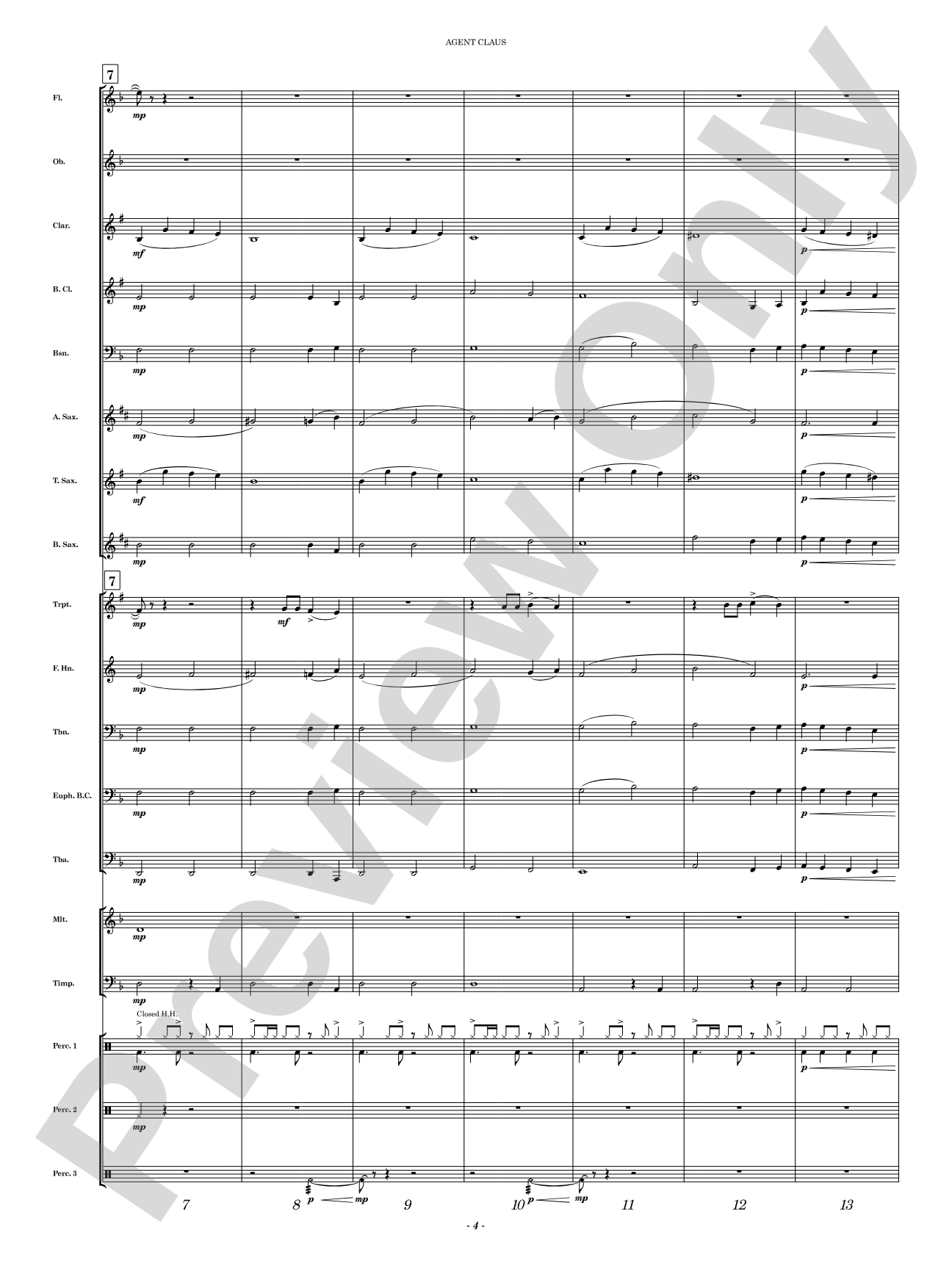 Agent Claus: Concert Band Conductor Score & Parts