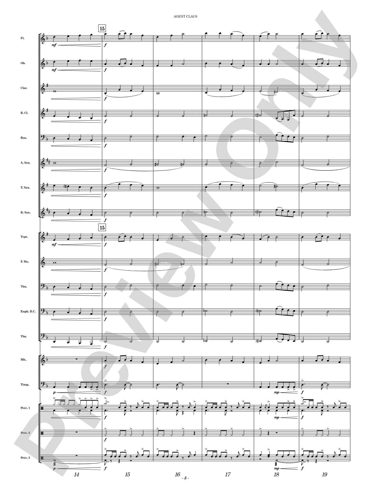 Agent Claus: Concert Band Conductor Score & Parts