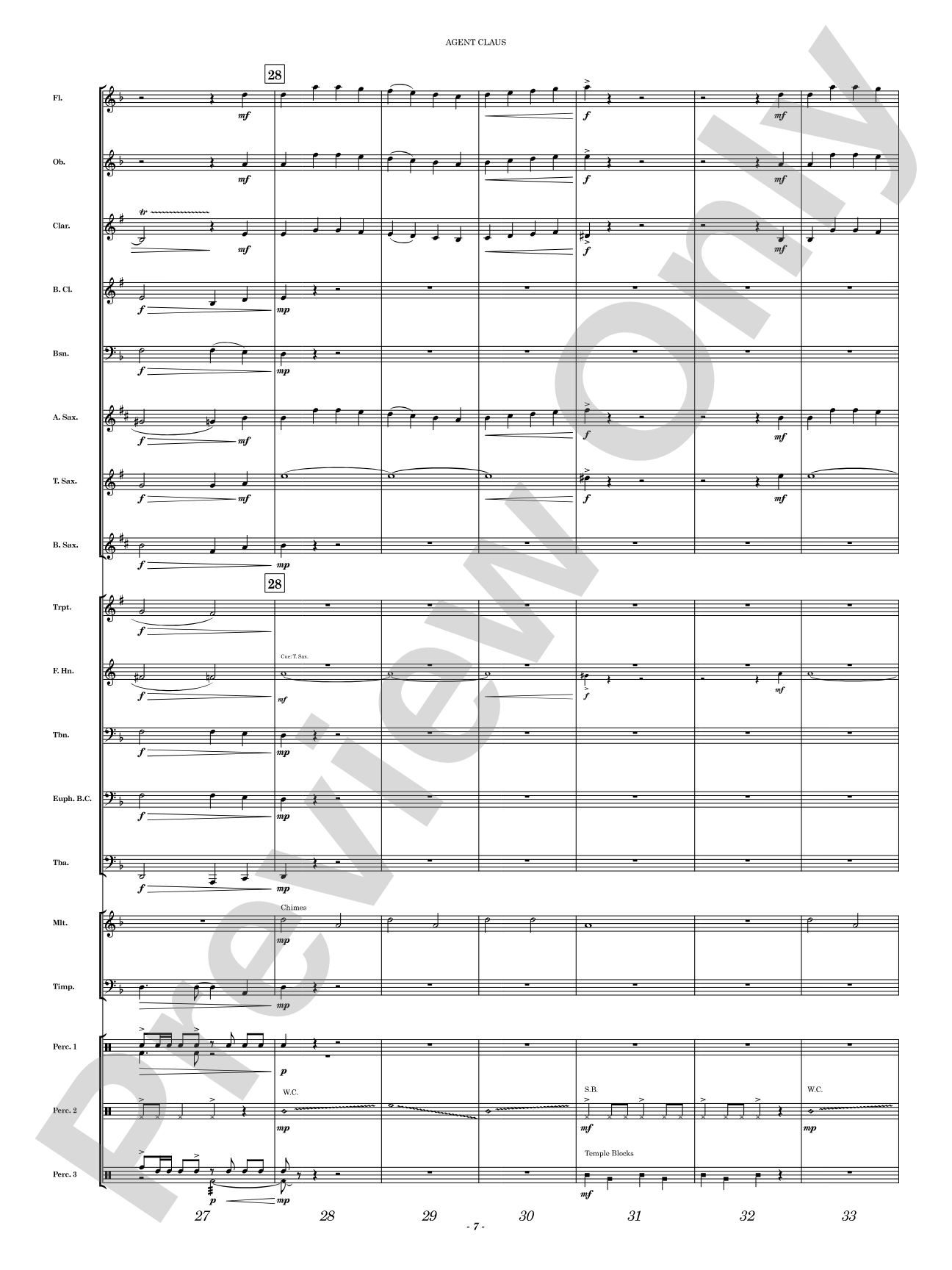 Agent Claus: Concert Band Conductor Score & Parts