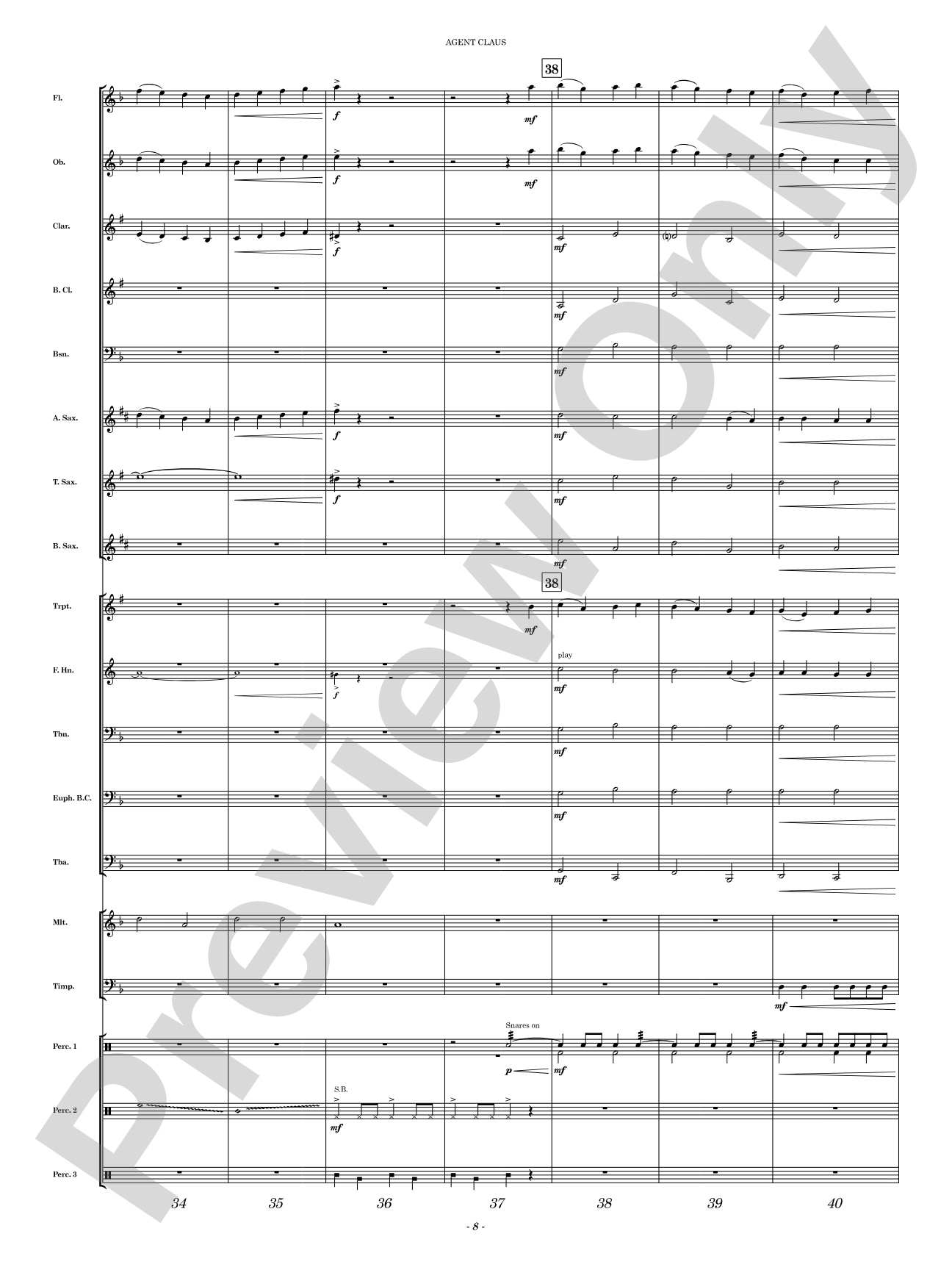 Agent Claus: Concert Band Conductor Score & Parts