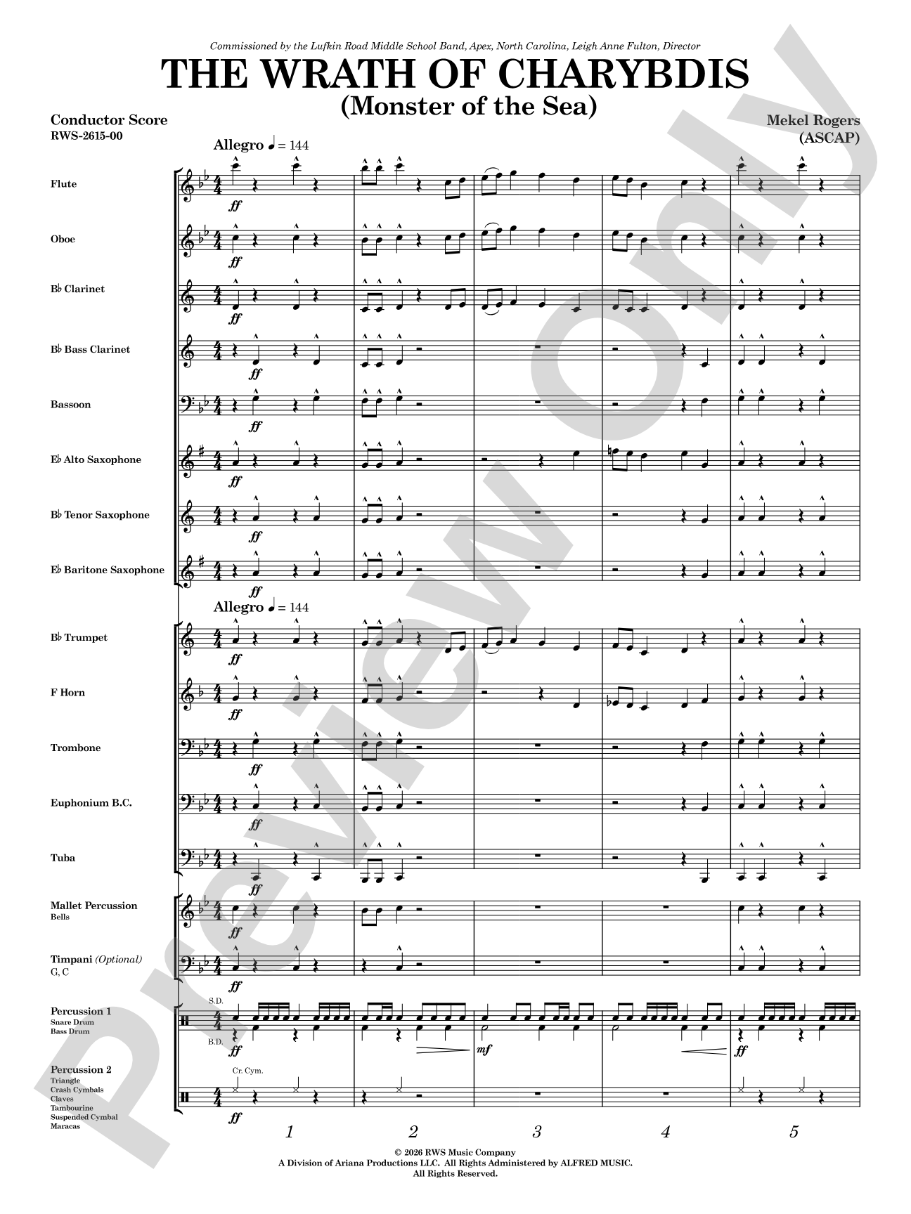 The Wrath of Charybdis: Concert Band Conductor Score & Parts