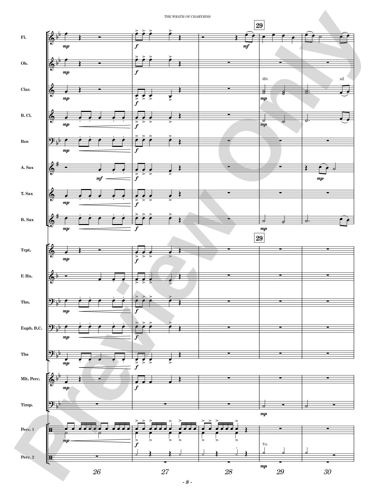 The Wrath of Charybdis: Concert Band Conductor Score & Parts