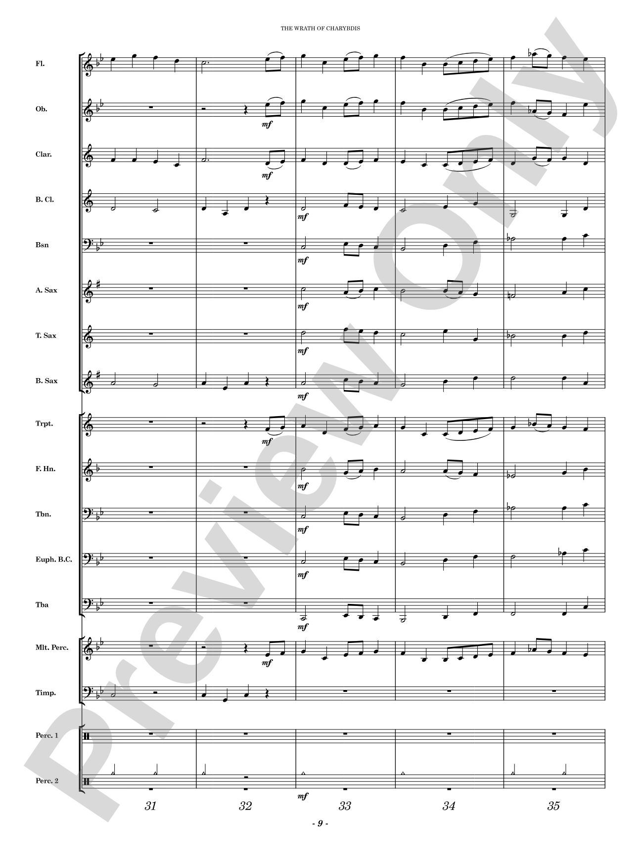 The Wrath of Charybdis: Concert Band Conductor Score & Parts
