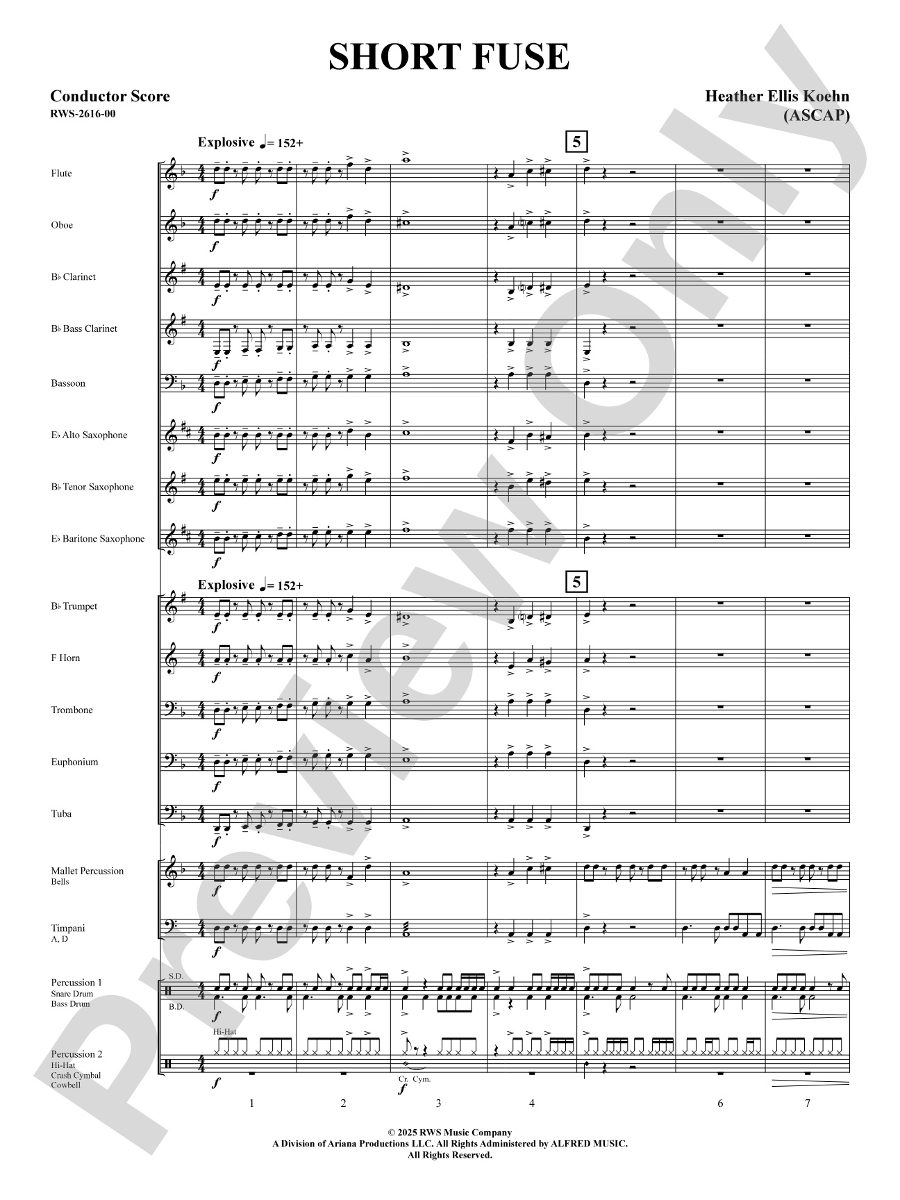 Short Fuse: Concert Band Conductor Score & Parts