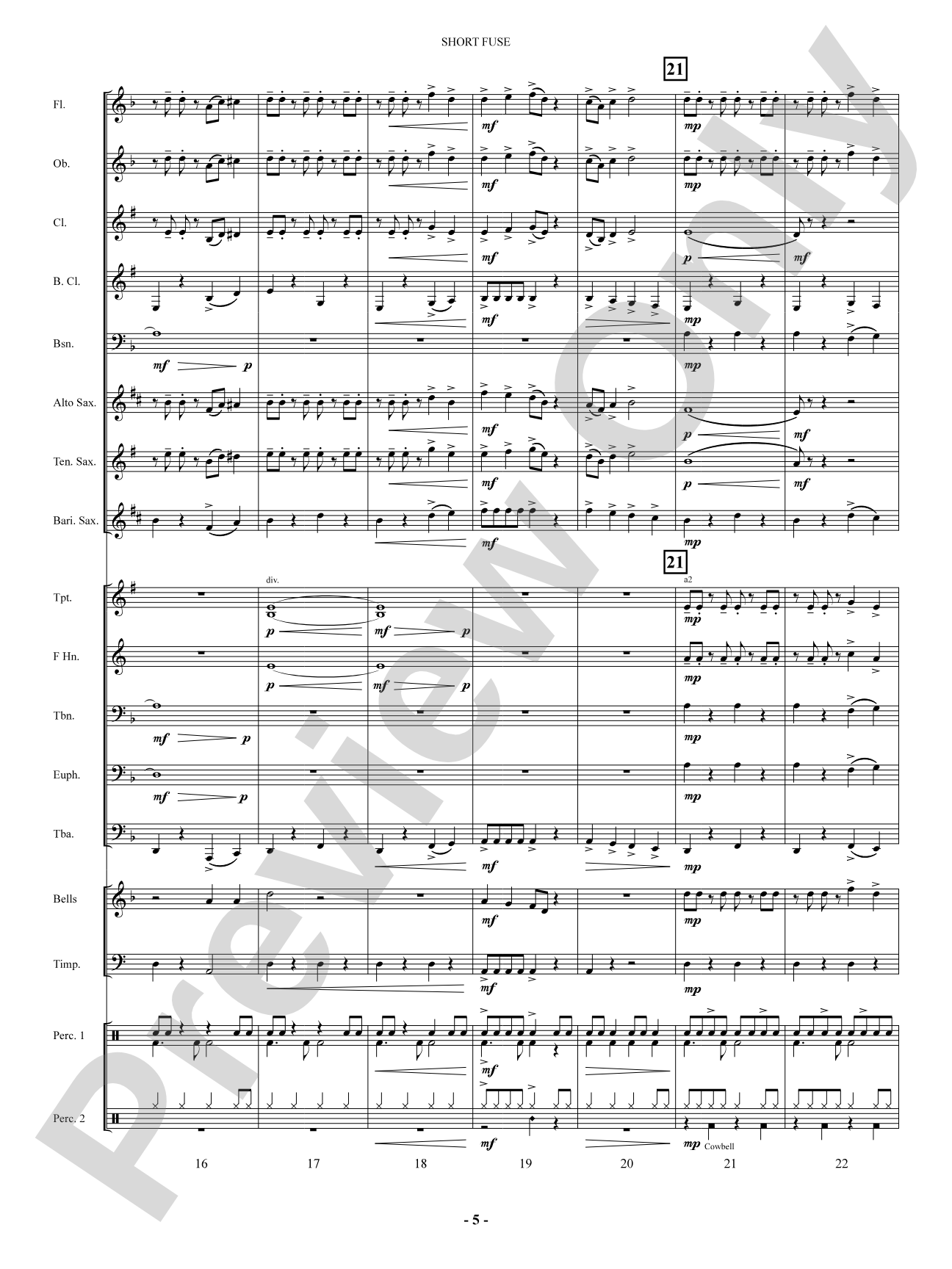 Short Fuse: Concert Band Conductor Score & Parts
