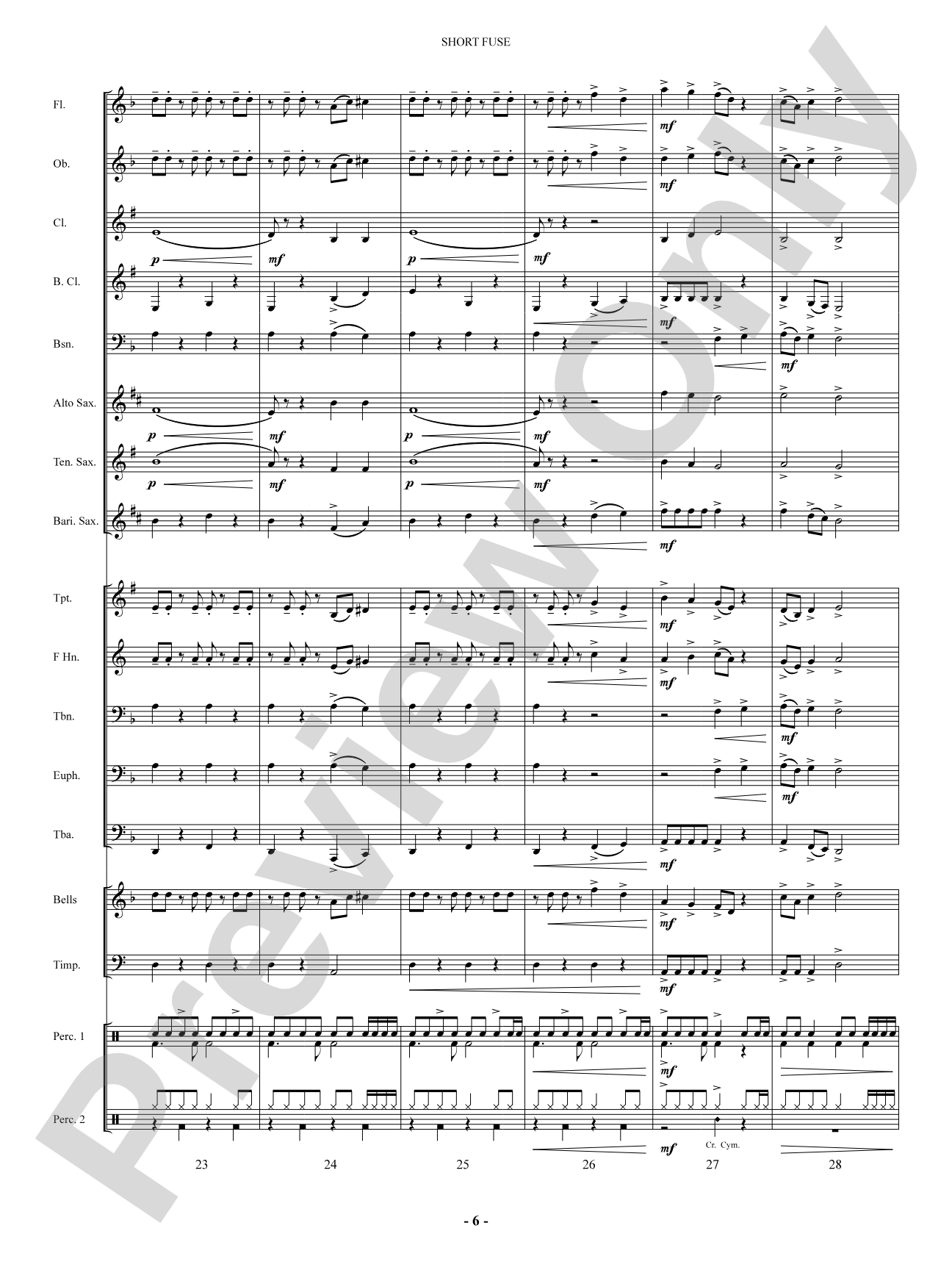 Short Fuse: Concert Band Conductor Score & Parts