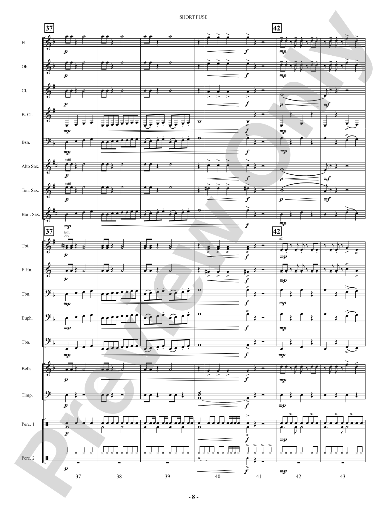 Short Fuse: Concert Band Conductor Score & Parts