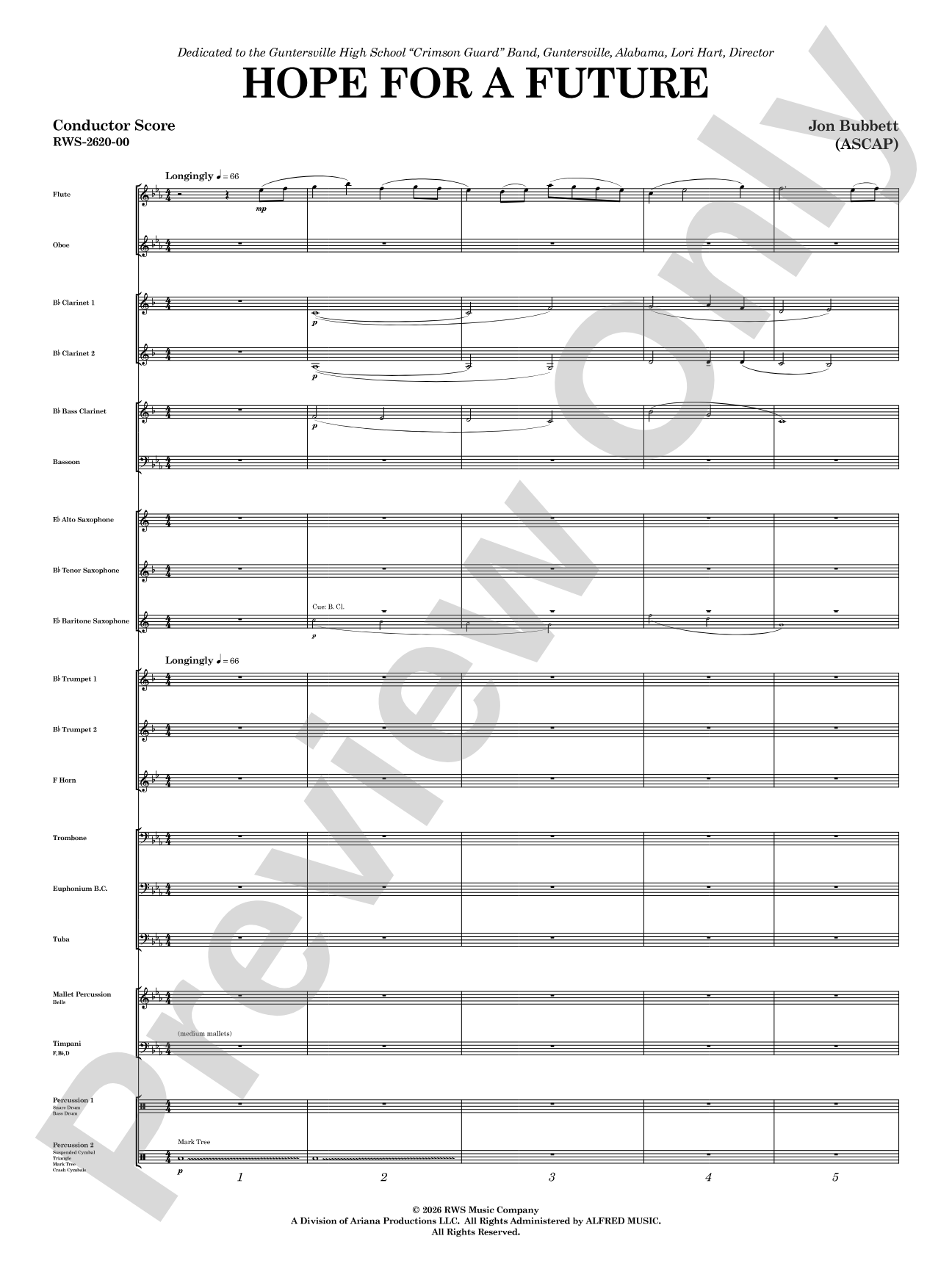 Hope for a Future: Concert Band Conductor Score & Parts