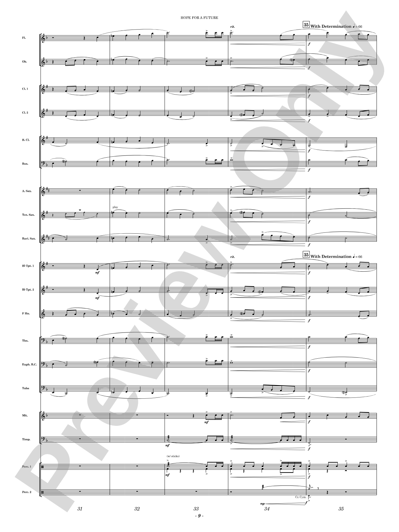Hope for a Future: Concert Band Conductor Score & Parts