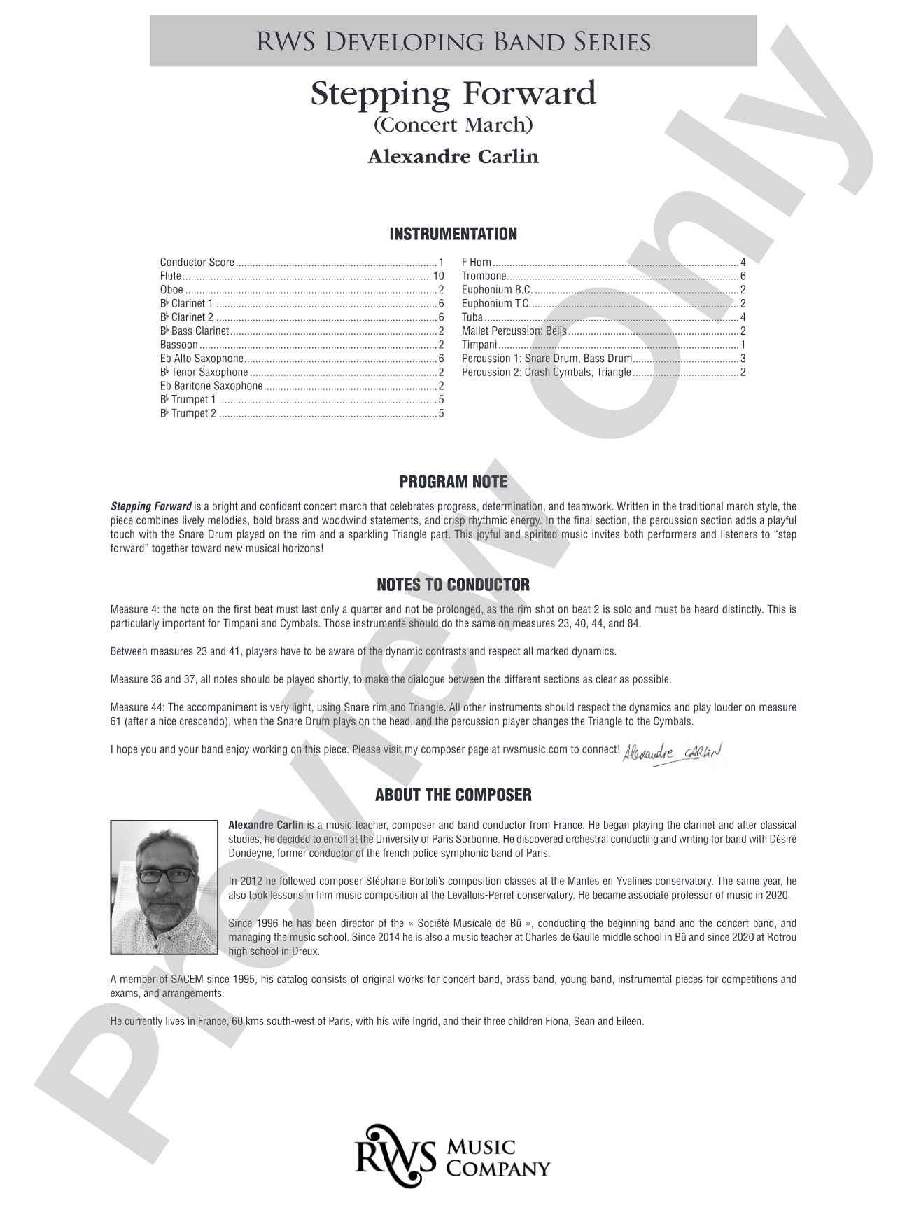 Stepping Forward: Concert Band Conductor Score & Parts