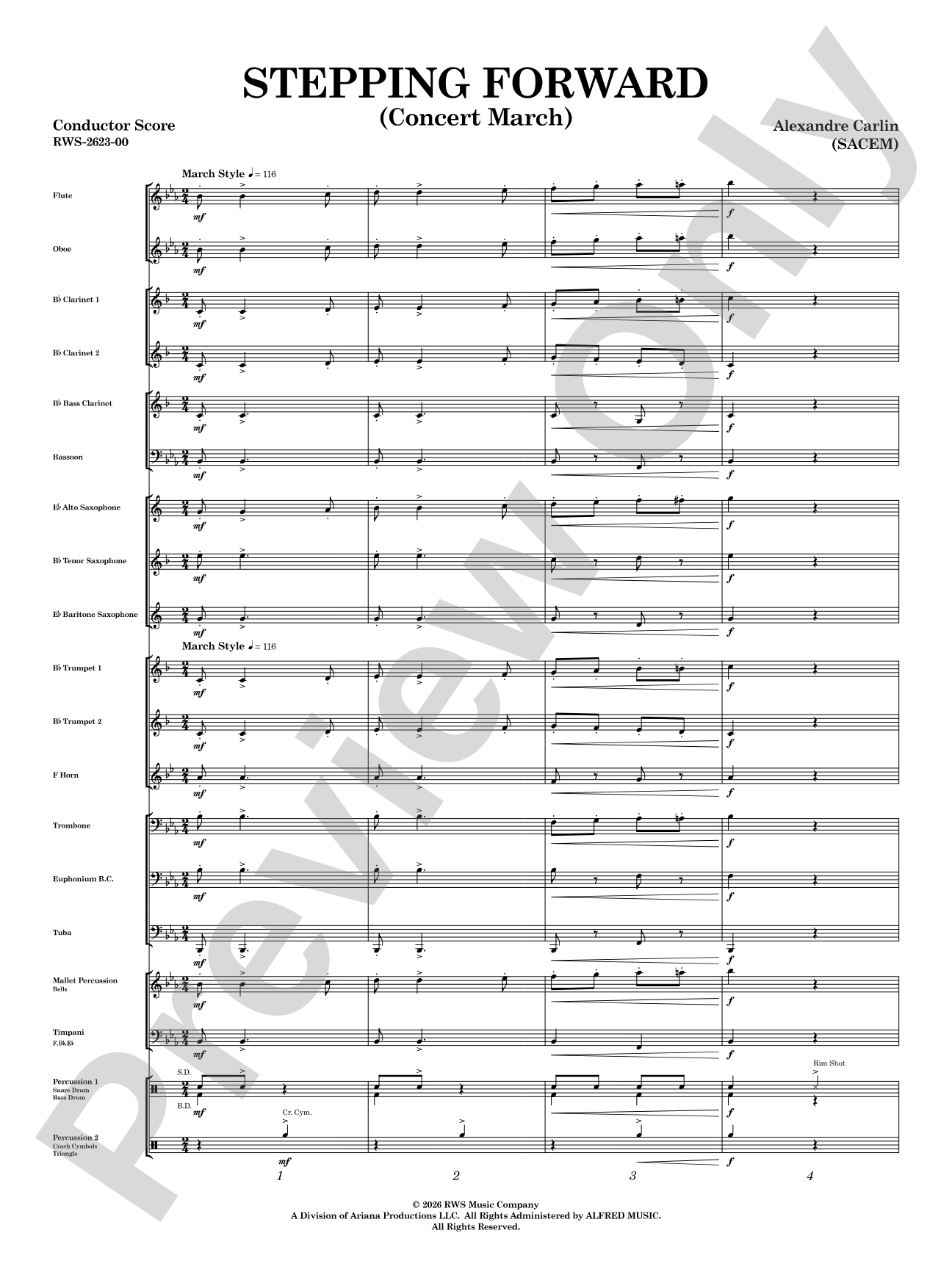 Stepping Forward: Concert Band Conductor Score & Parts