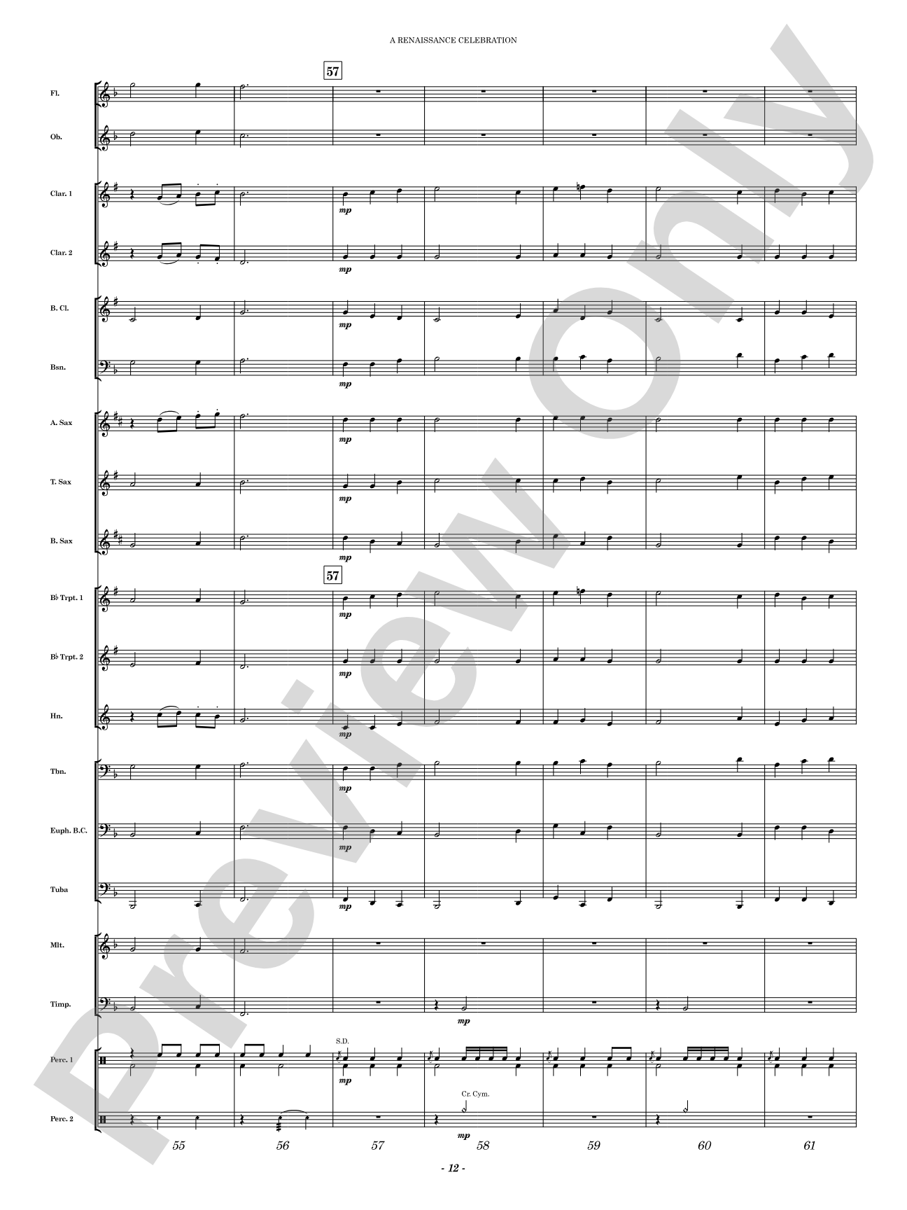 A Renaissance Celebration: Concert Band Conductor Score & Parts