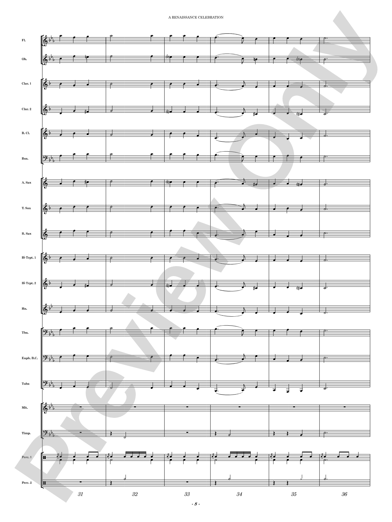 A Renaissance Celebration: Concert Band Conductor Score & Parts