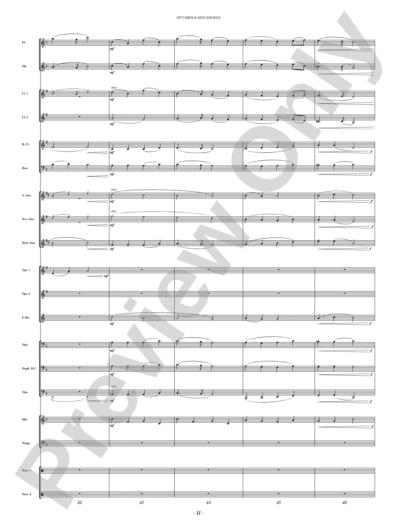 Of Carols and Angels: Concert Band Conductor Score & Parts