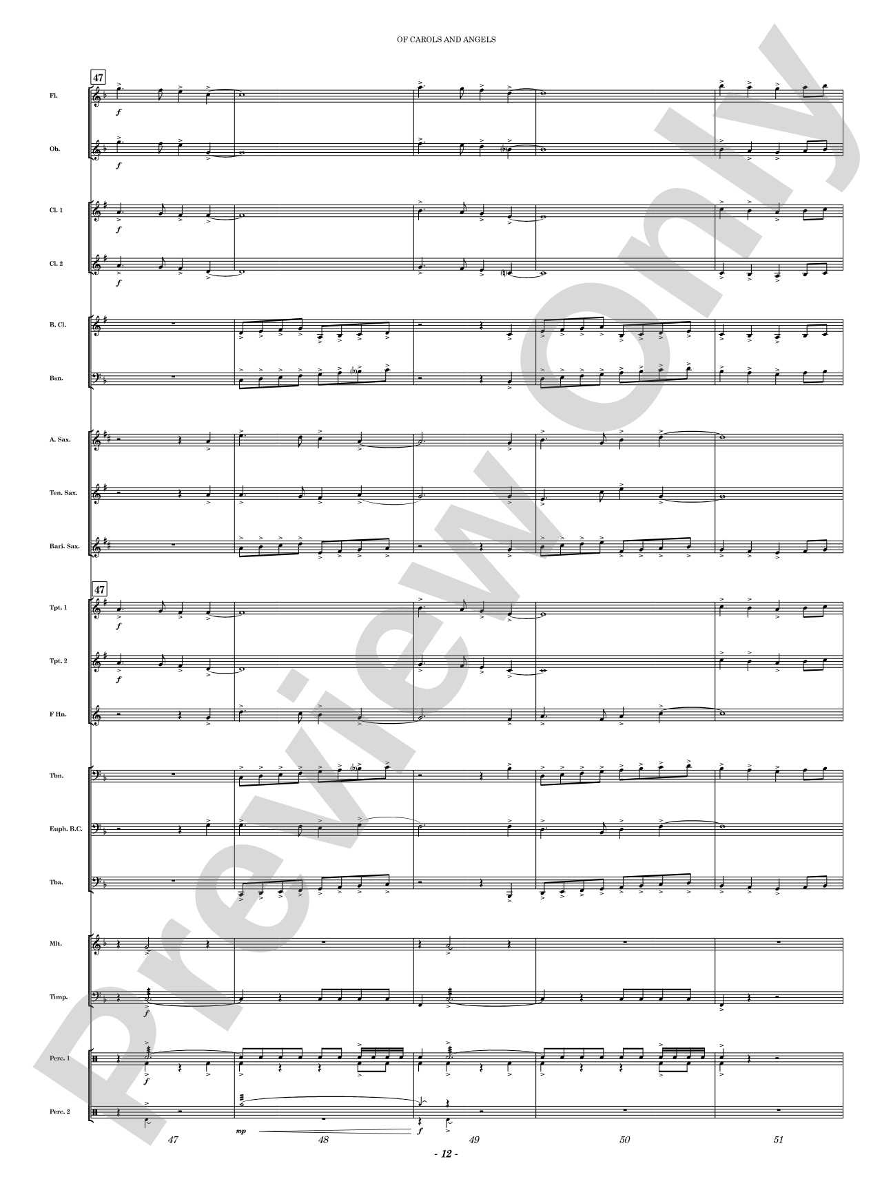 Of Carols and Angels: Concert Band Conductor Score & Parts