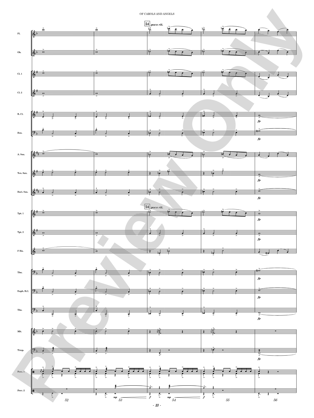 Of Carols and Angels: Concert Band Conductor Score & Parts