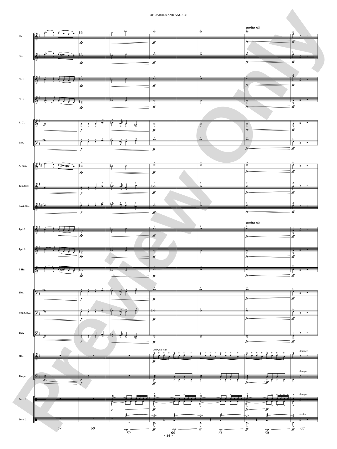 Of Carols and Angels: Concert Band Conductor Score & Parts