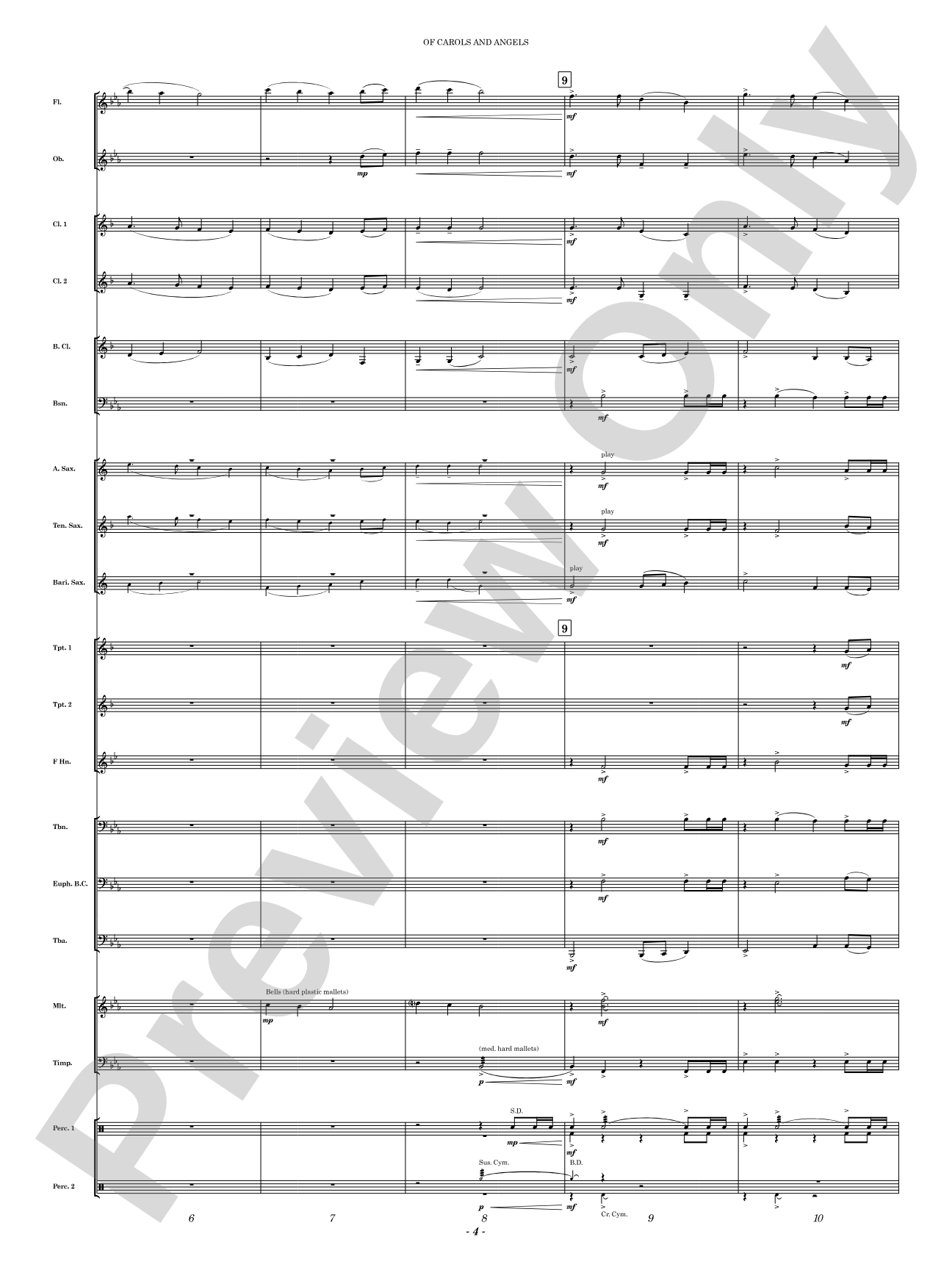Of Carols and Angels: Concert Band Conductor Score & Parts