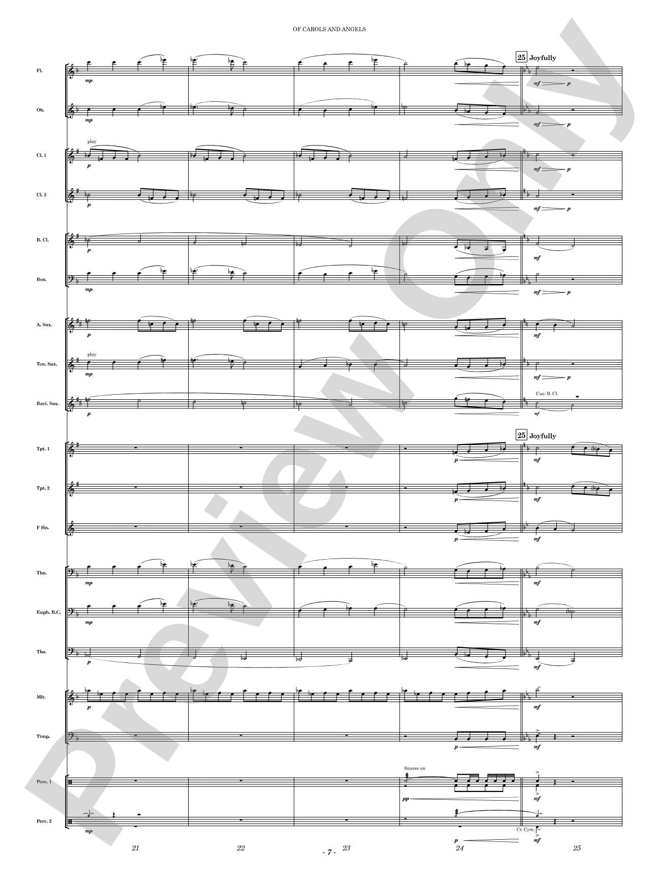 Of Carols and Angels: Concert Band Conductor Score & Parts