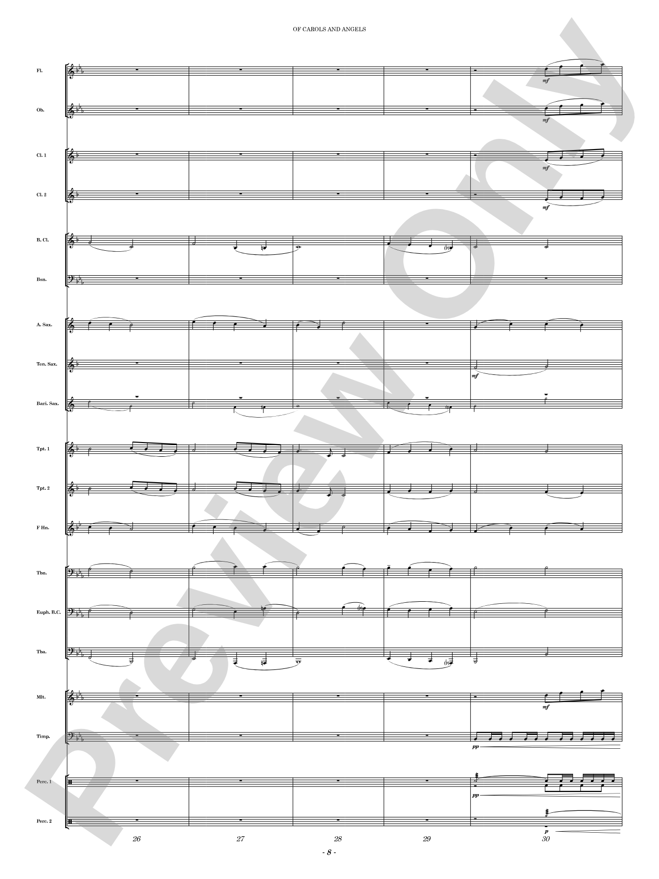 Of Carols and Angels: Concert Band Conductor Score & Parts