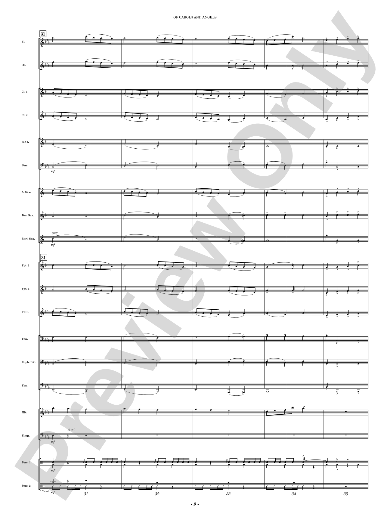 Of Carols and Angels: Concert Band Conductor Score & Parts