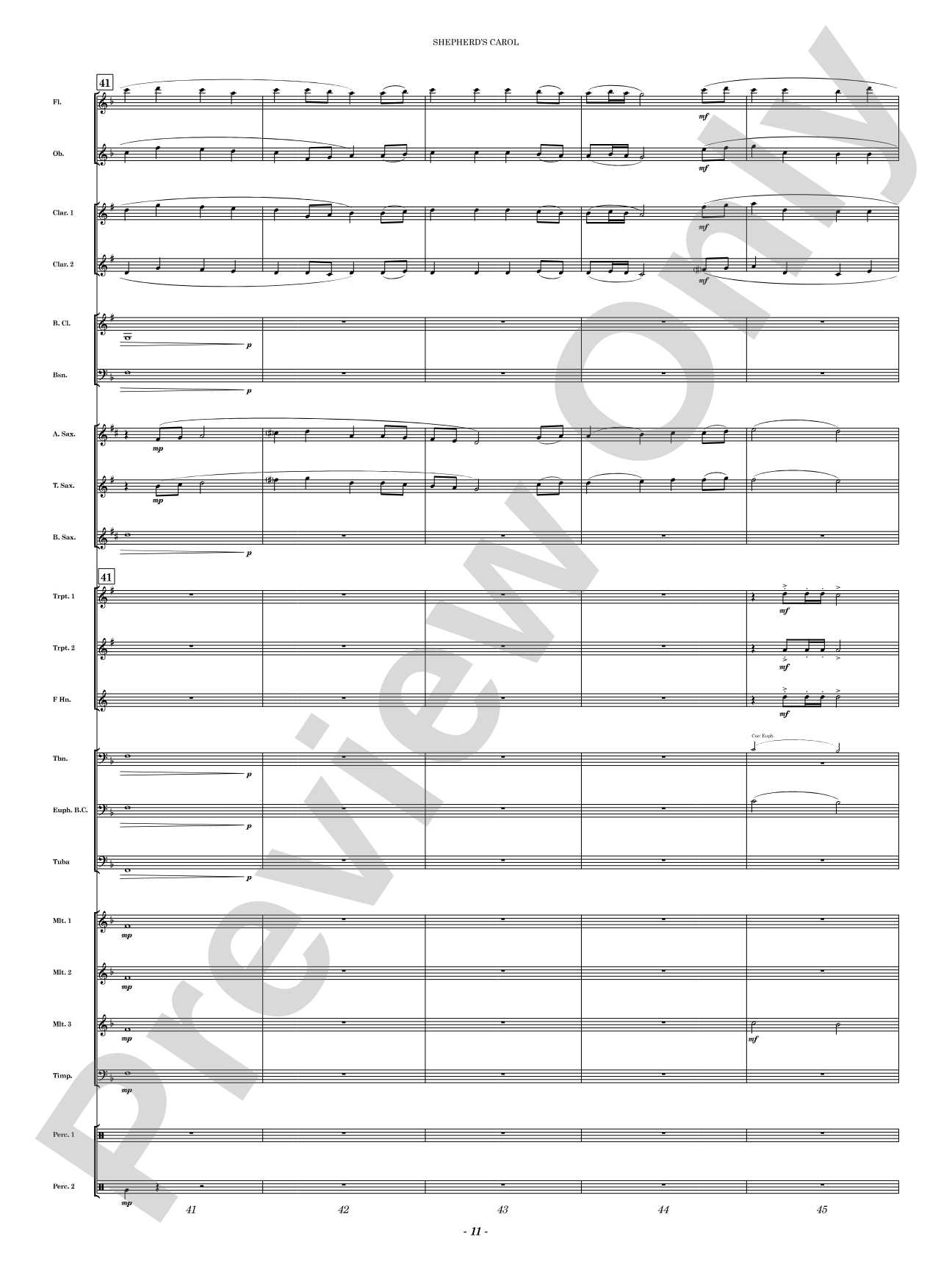 Shepherd's Carol: Concert Band Conductor Score & Parts