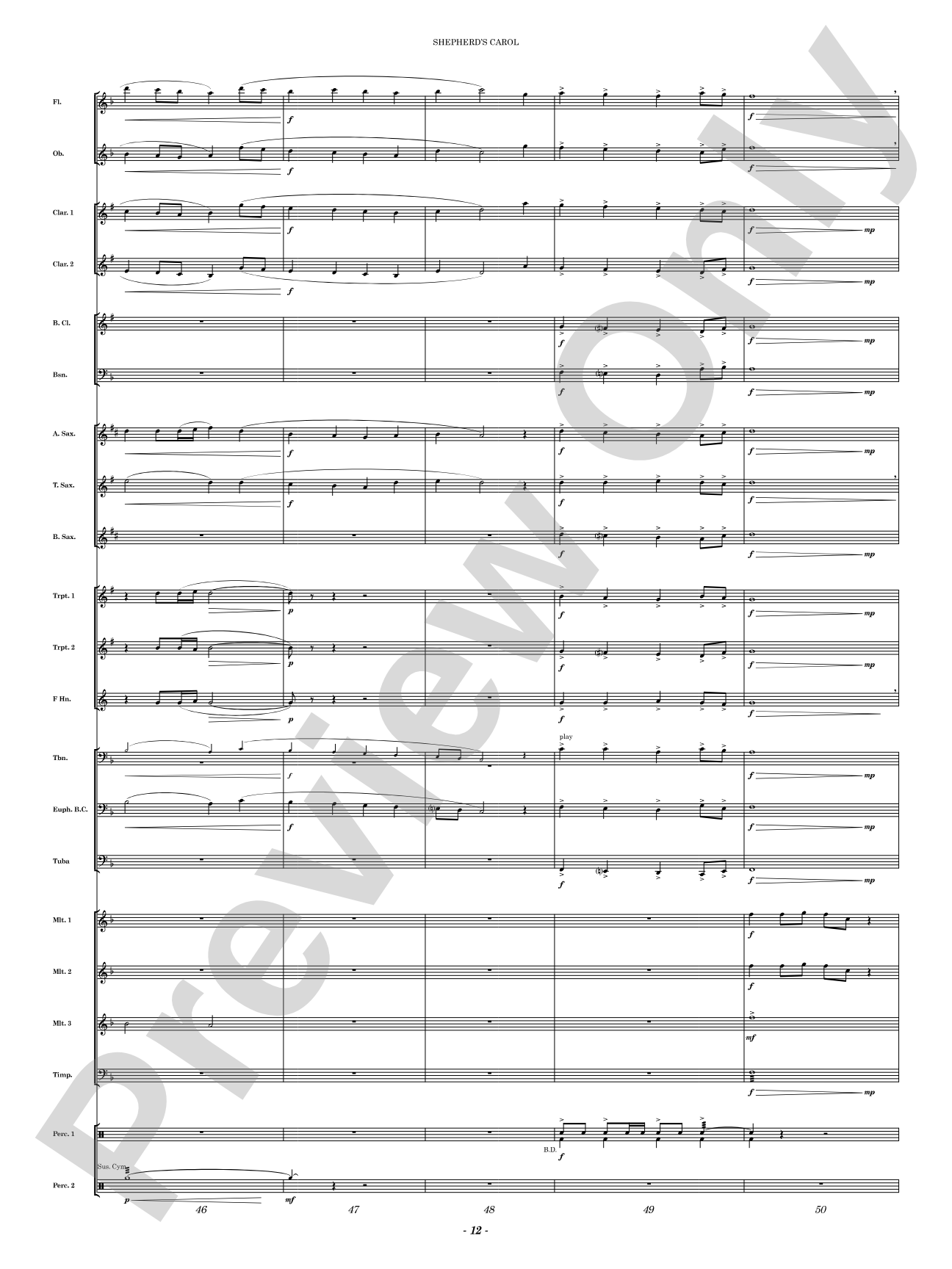 Shepherd's Carol: Concert Band Conductor Score & Parts