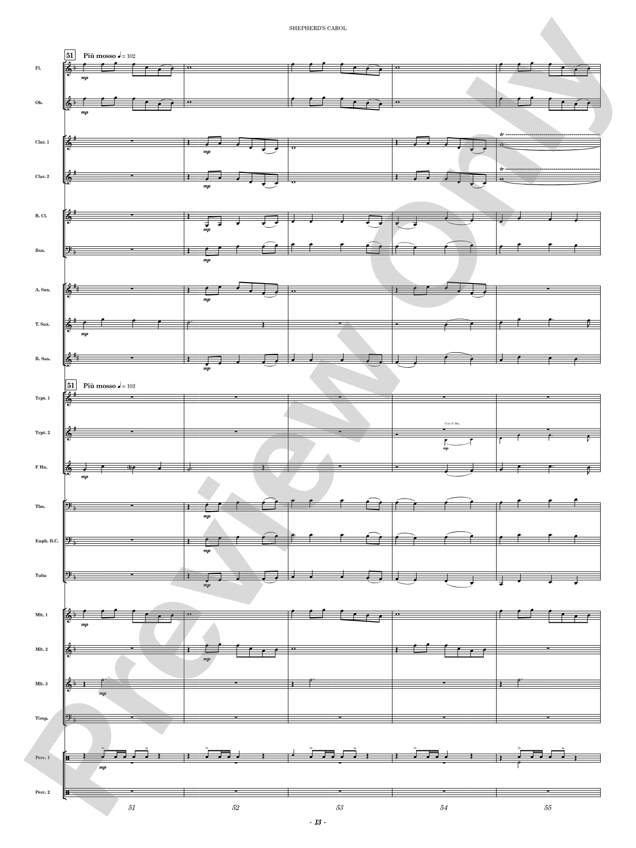 Shepherd's Carol: Concert Band Conductor Score & Parts